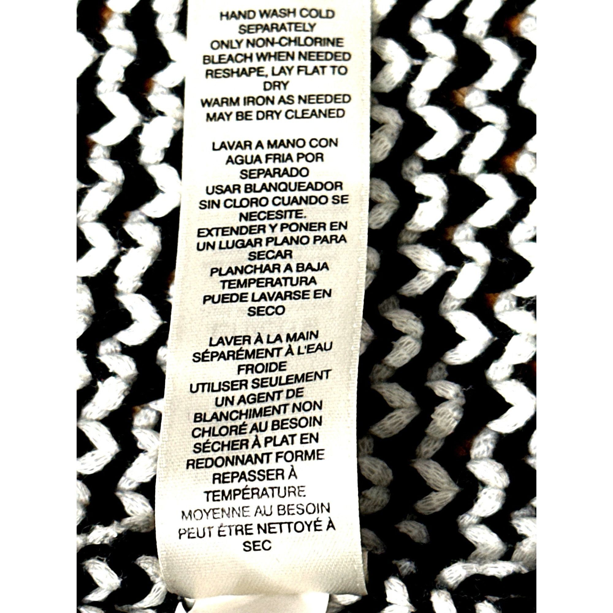 Chicos Chicos Black White Fringed Open Front Knit Cardigan Sweater Size M / US 6-8 / IT 42-44 - 7 Thumbnail
