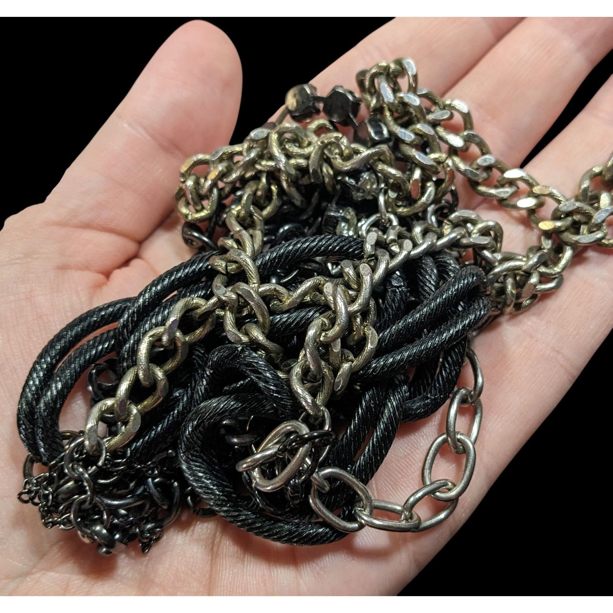 Other Glam Goth Black And Silver Tone Abstract Chain Necklace With Size ONE SIZE - 3 Thumbnail