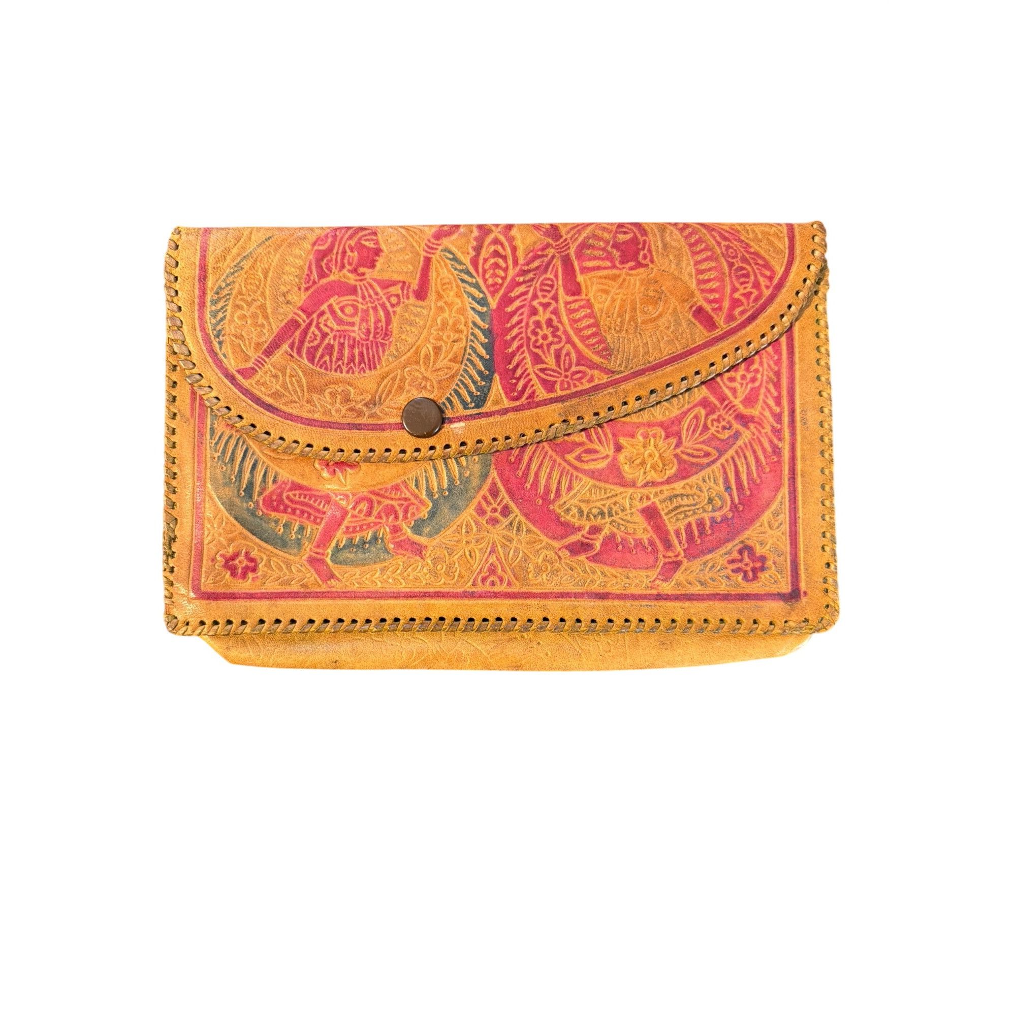 Other Vintage Hand Tooled 3 Piece Set Leather Clutch Wallet Coin P Size ONE SIZE - 2 Thumbnail