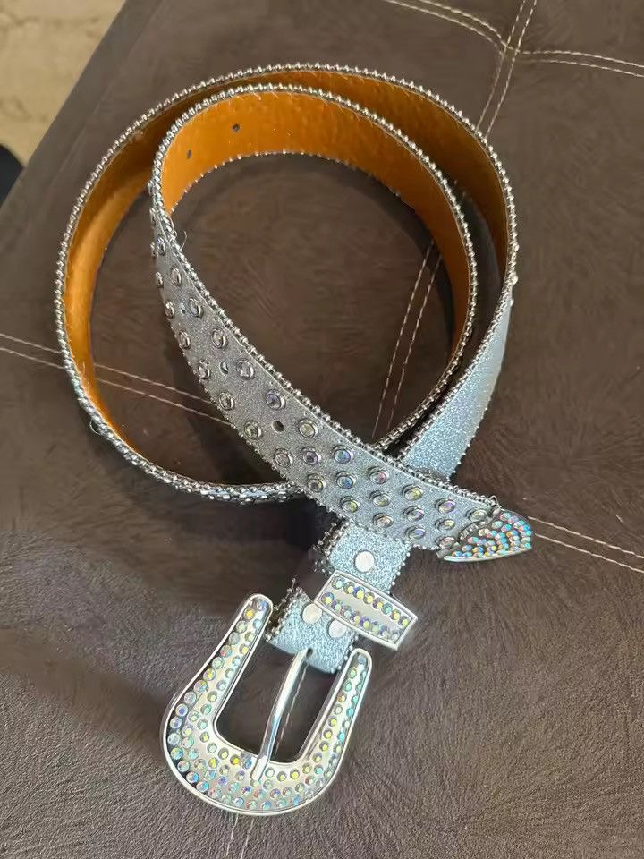 Other Y2K Rhinestone PU Leather Belt - 115 cm Size ONE SIZE - 4 Thumbnail