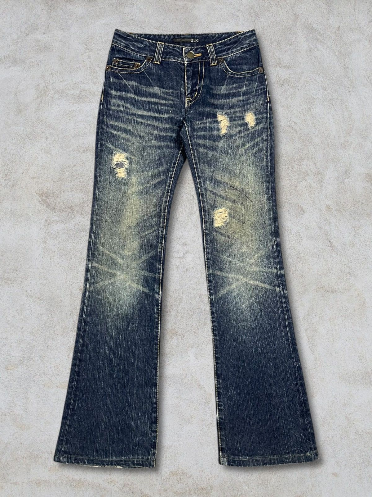 Hysteric Glamour Vintage Japanese Women’s Blue Wash Distressed Bootcut Jeans Size 27" / US 4 / IT 40 - 1 Thumbnail