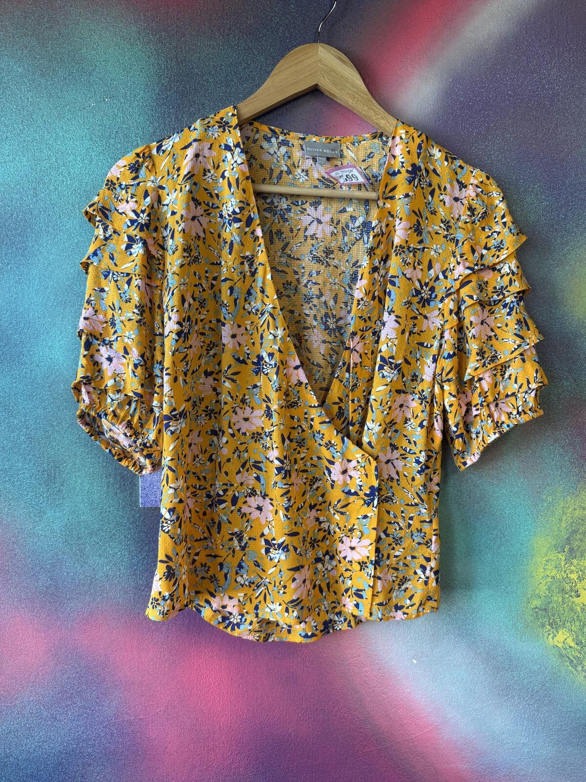 Other Oliver Bonas yellow floral wrap - ruffle sleeve -size 10 Size M / US 6-8 / IT 42-44 - 1 Thumbnail
