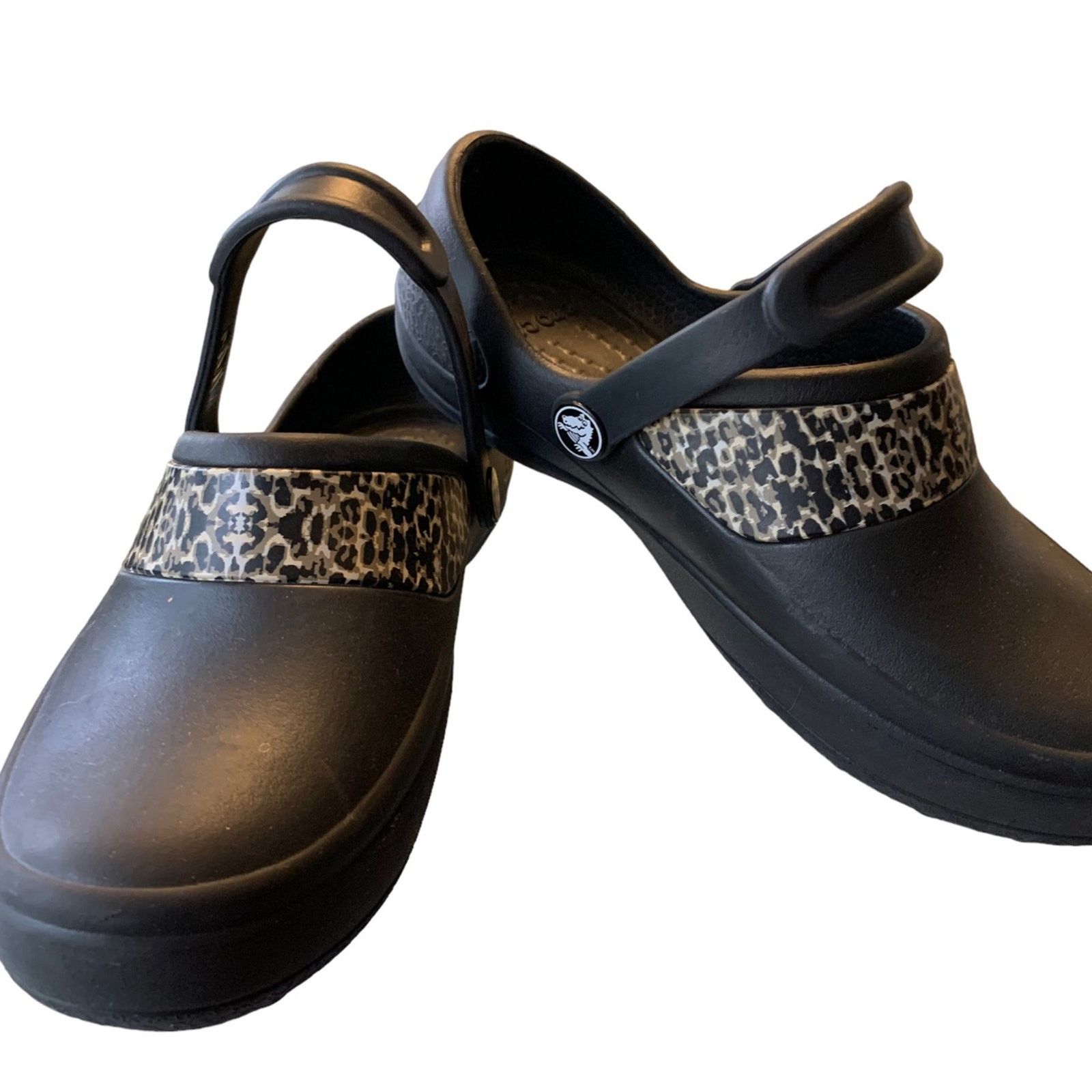 Crocs Crocs Women's Size 6 Clog Black Leopard Print Design Sandal Size US 6 / IT 36 - 1 Thumbnail