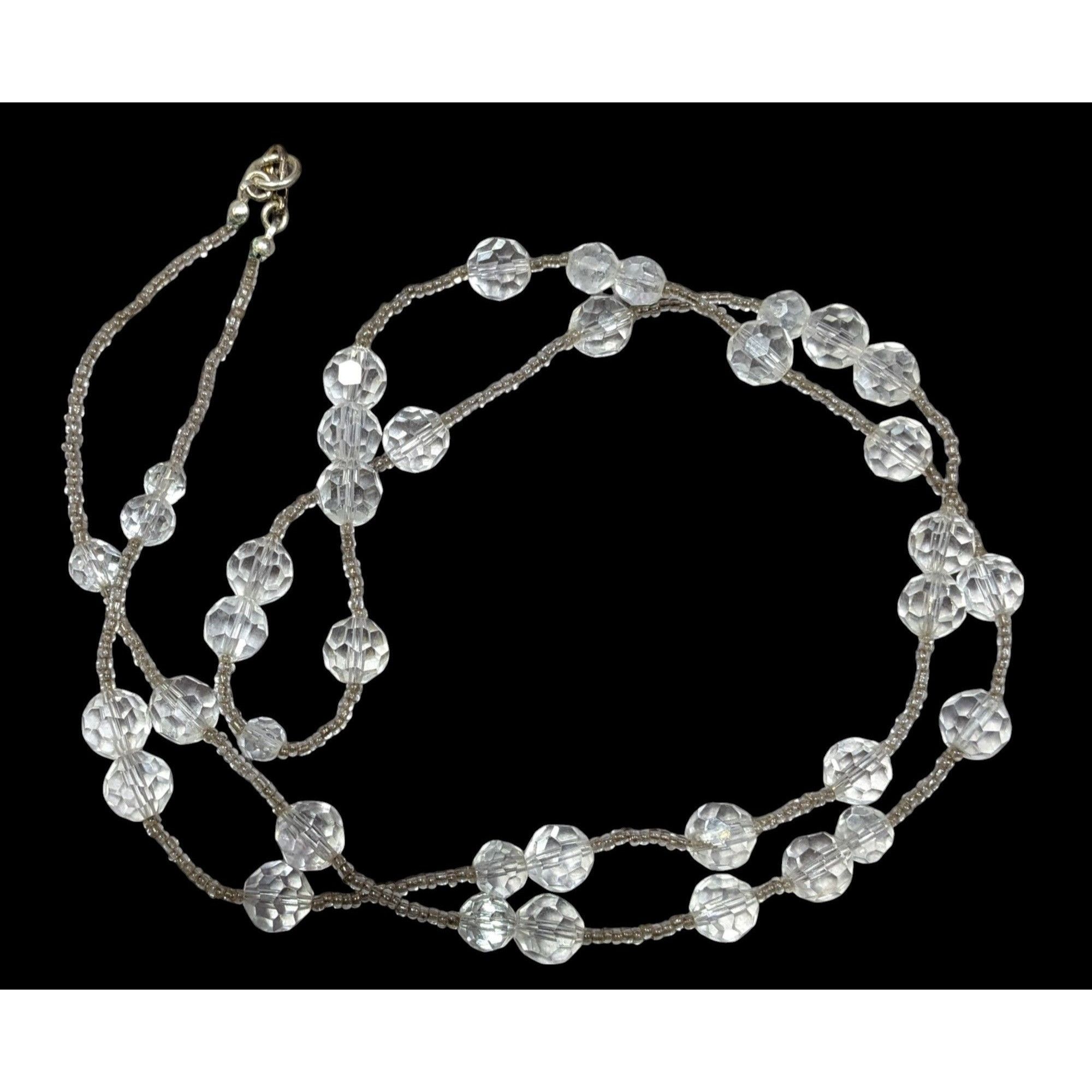 Other Elegant Clear Glass Beaded Station Necklace Size ONE SIZE - 1 Thumbnail