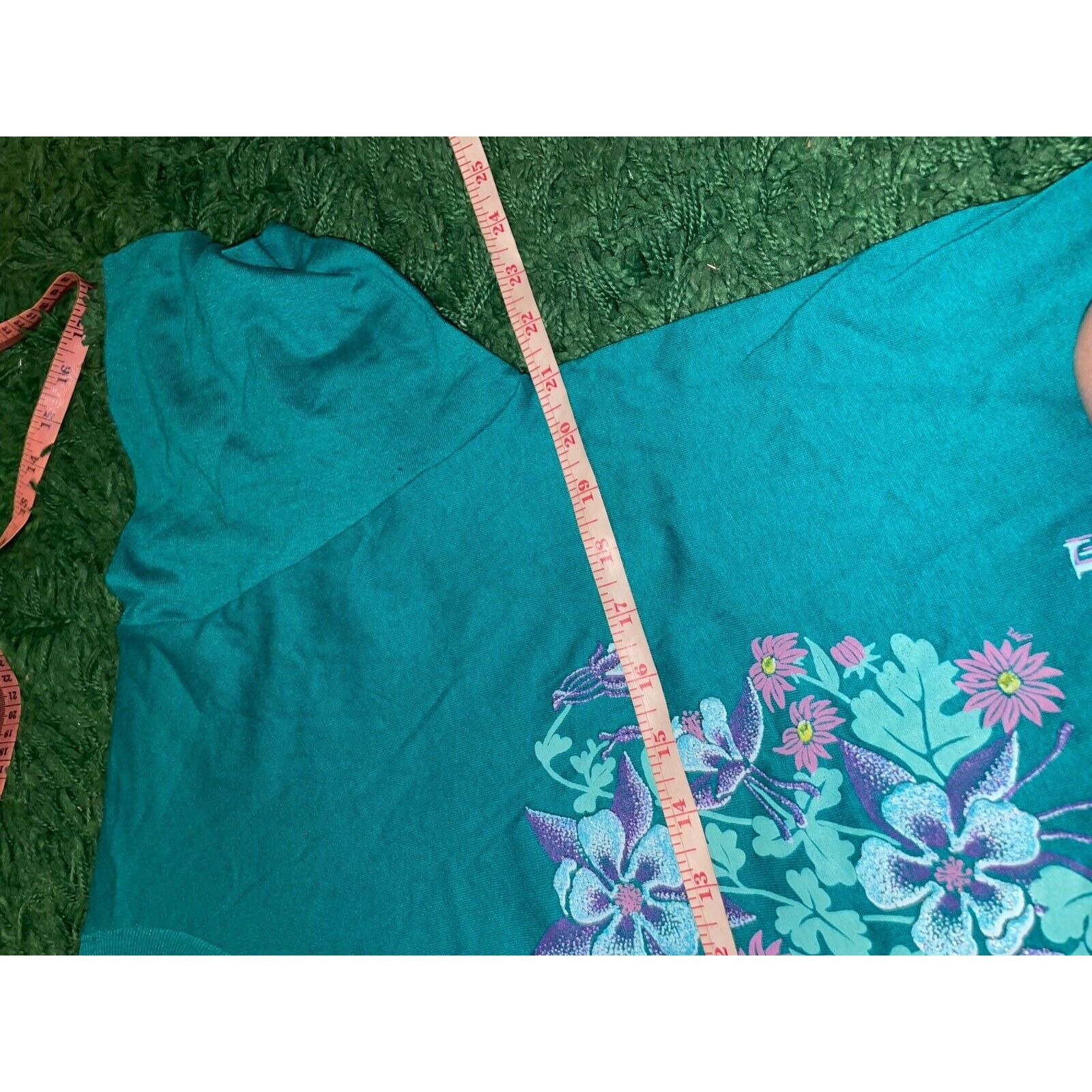 Jerzees Vintage Nashville Flower Shirt Wildflowers Teal Tee 90s L Size US L / EU 52-54 / 3 - 12 Thumbnail