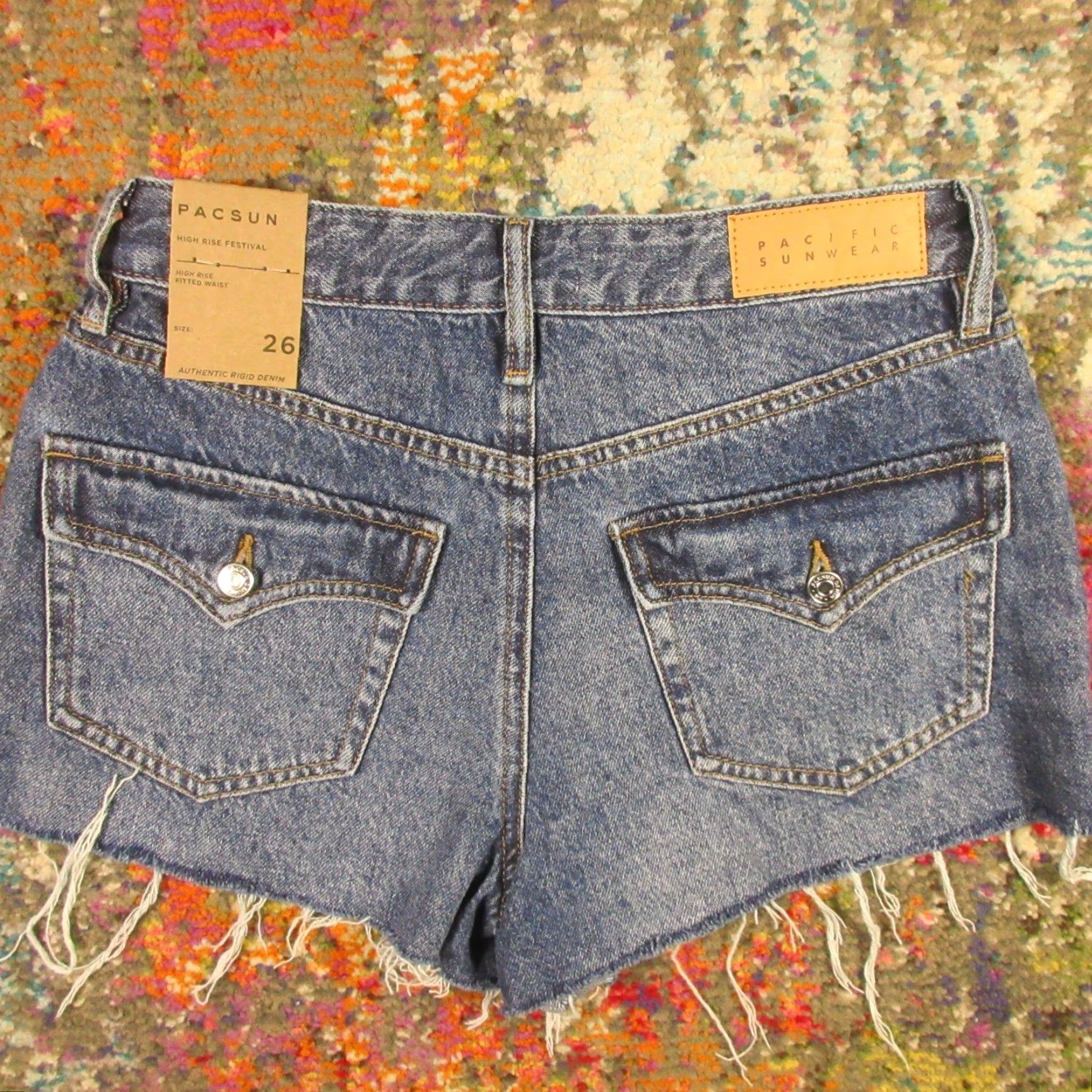 Pacsun Pacsun High Rise Shorts Women's 26 Blue 5-Pocket Cut-Off Raw Hem NWT PacSun Size 26" / US 2 / IT 38 - 2 Thumbnail