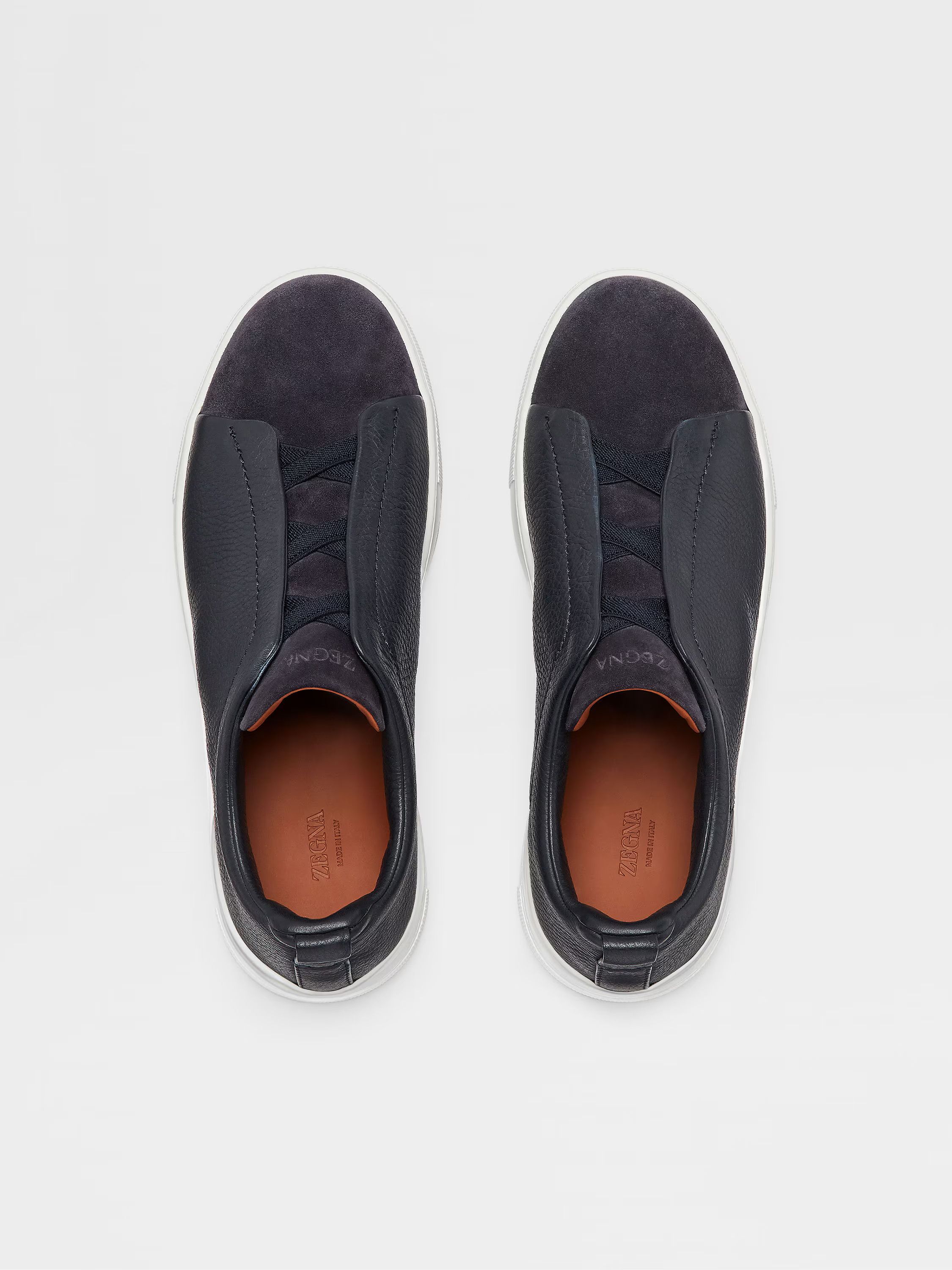 Ermenegildo Zegna o1s1rm0325 RLHRHS Triple Stitch™ Pelle e Suede Sneakers Navy Size US 12 / EU 45 - 4 Thumbnail
