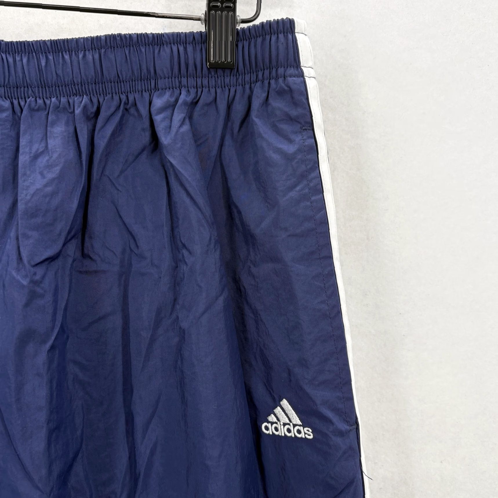 Adidas VINTAGE Adidas Track Pants Womens XL Blue 3 Stripe Nylon Lightweight Unlined Gym Running & Training Women's XL Blue 3S Striped Pants Size 40" / US 18 - 3 Thumbnail