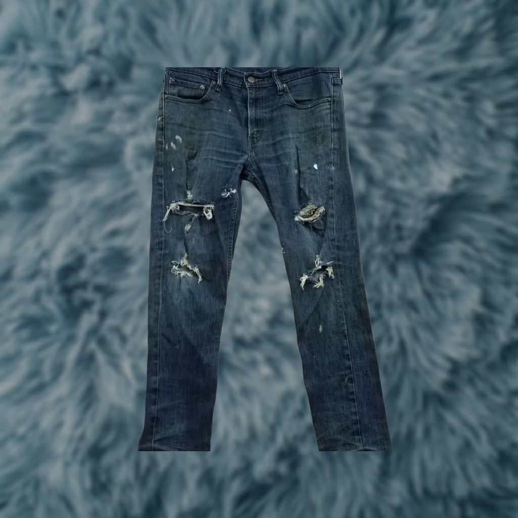 Levi's Levi's 511 Jeans Mens 33x32 Blue Denim Distressed Straight Slim USA Logo Distressed Jeans Regular Inseam 32 Mens Size US 33 - 1 Thumbnail