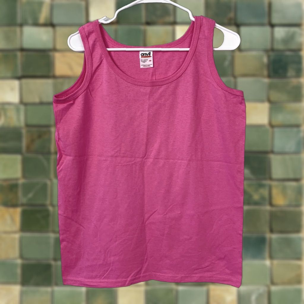 Anvil VINTAGE Anvil Tank Top Shirt Women's M Pink 100% Cotton Sleeveless Deadstock Tank Top Shirt Size M / US 6-8 / IT 42-44 - 1 Thumbnail