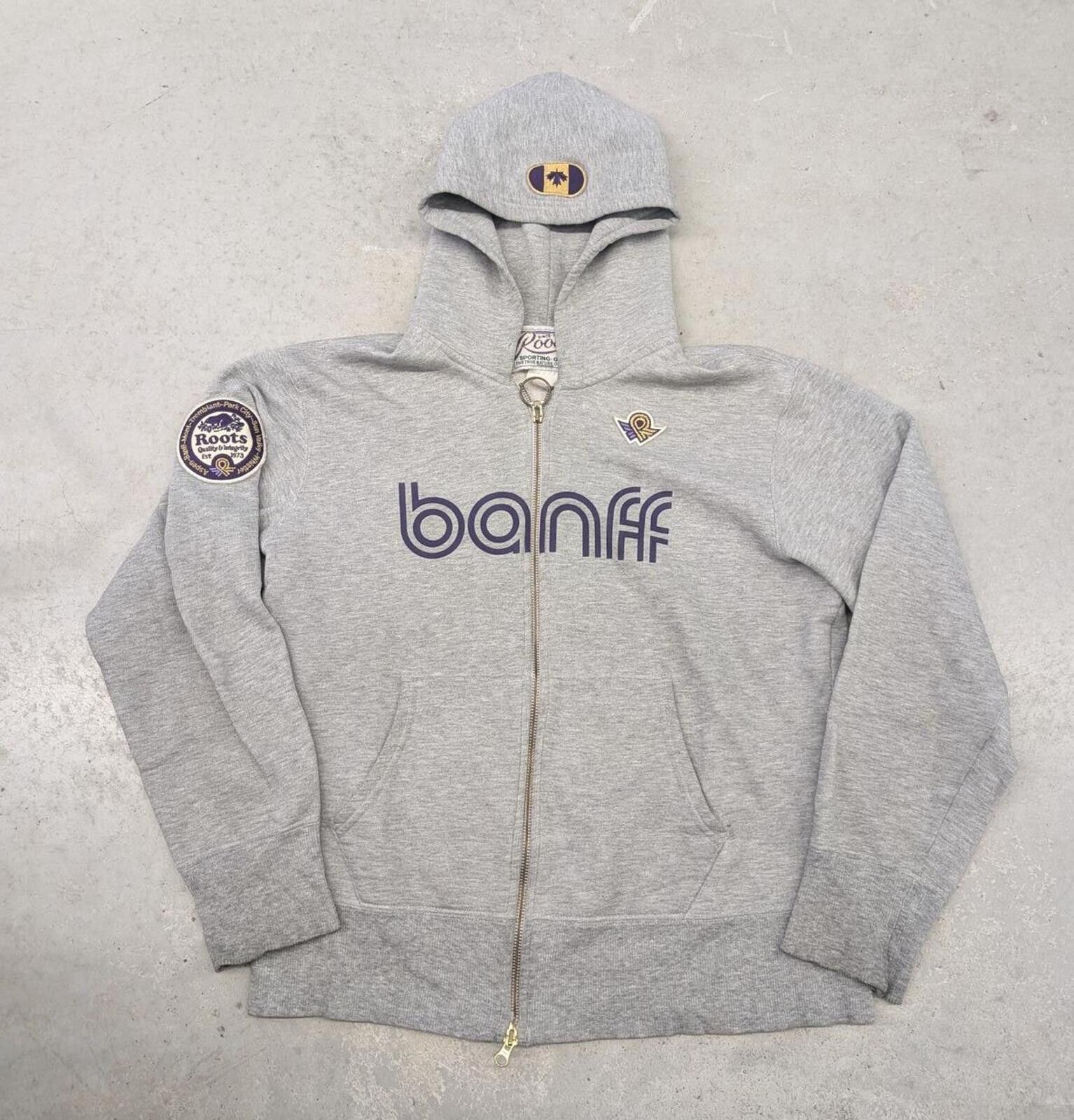 Roots Vintage 90s Banff Canada Ski Club Full Zip Gray Hoodie Size US M / EU 48-50 / 2 - 1 Thumbnail