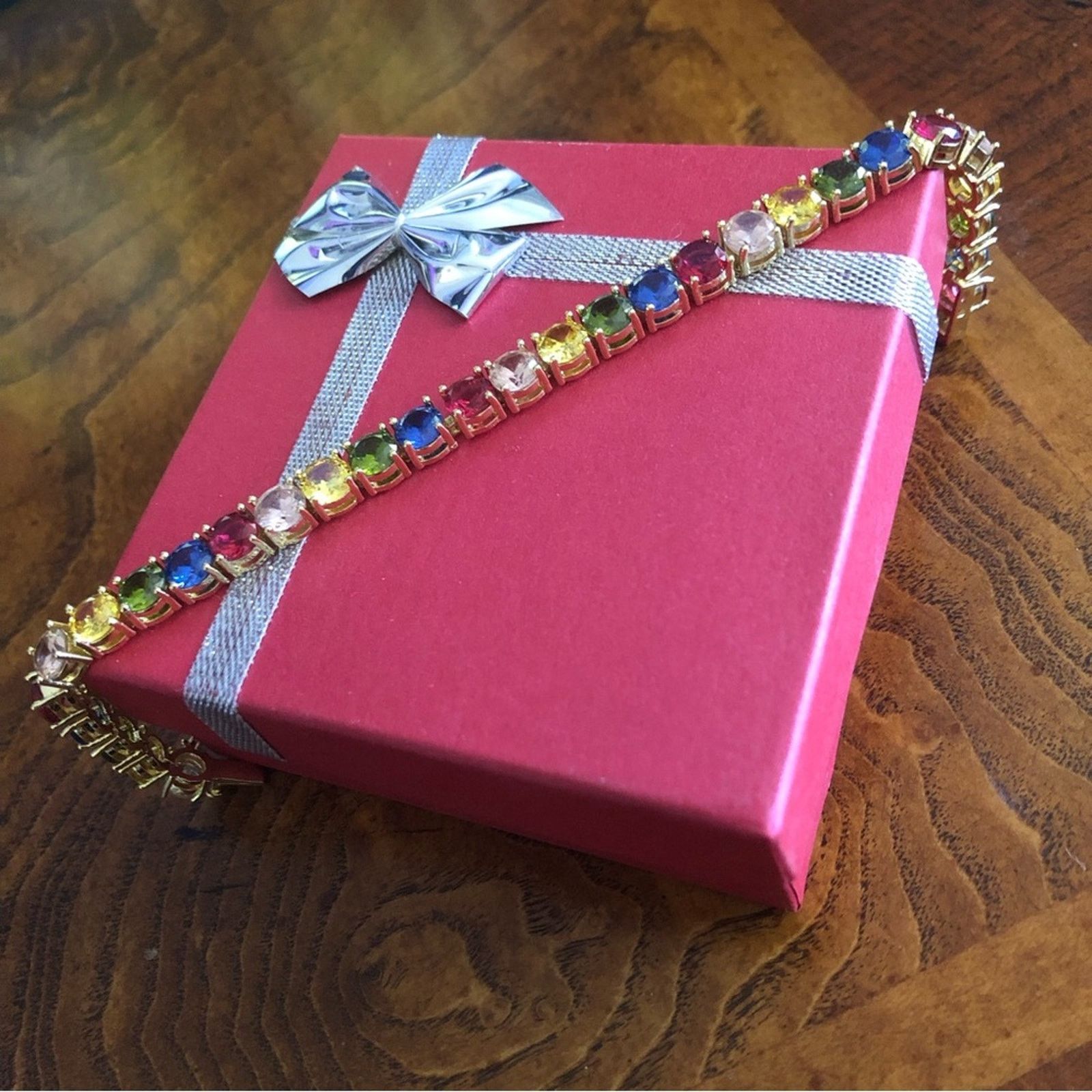 Jewelry Ladies 18kt gold plated 6mm cubic zirconia tennis bracelet Size ONE SIZE - 1 Thumbnail