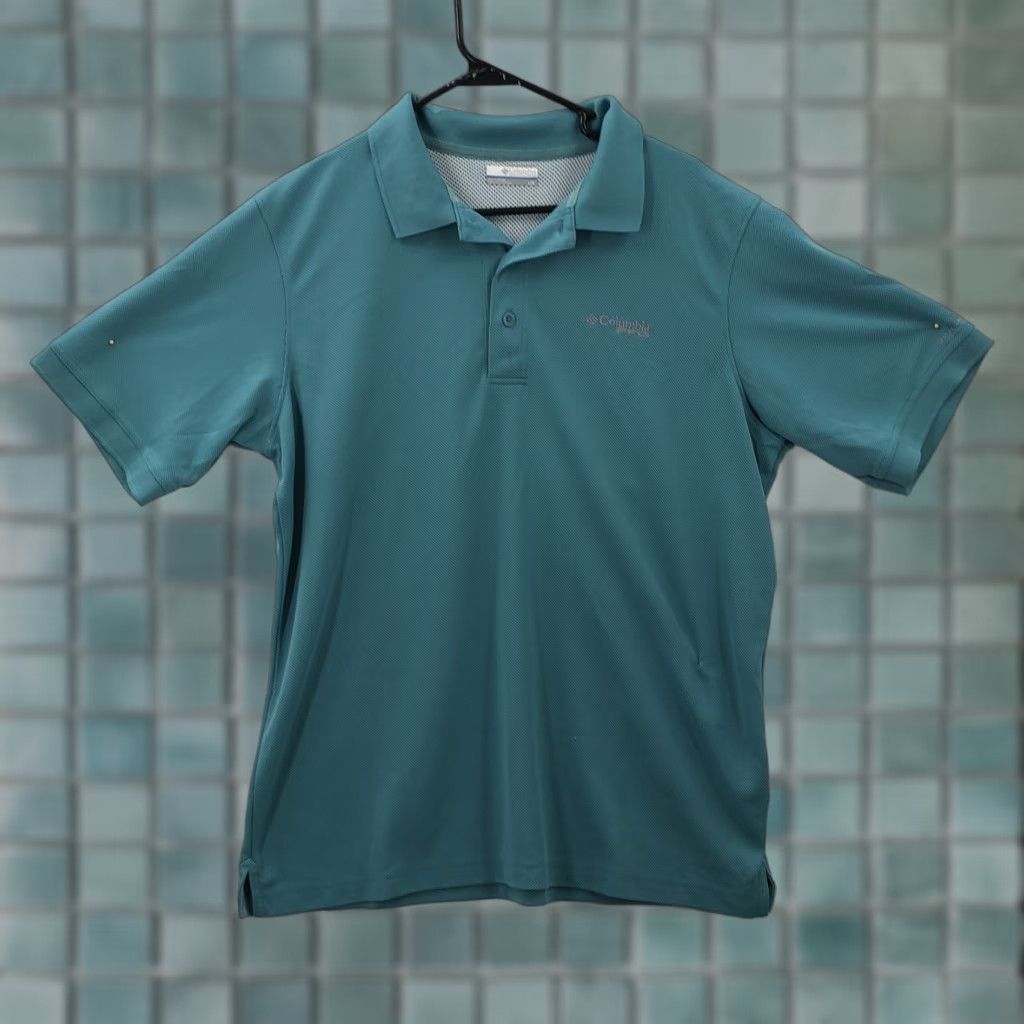 Vintage Columbia Polo T Shirt Mens Short Sleeve Teal Size Large Collared Pullover Shirt Casual Summer All Season Breathable Size US L / EU 52-54 / 3 - 1 Thumbnail