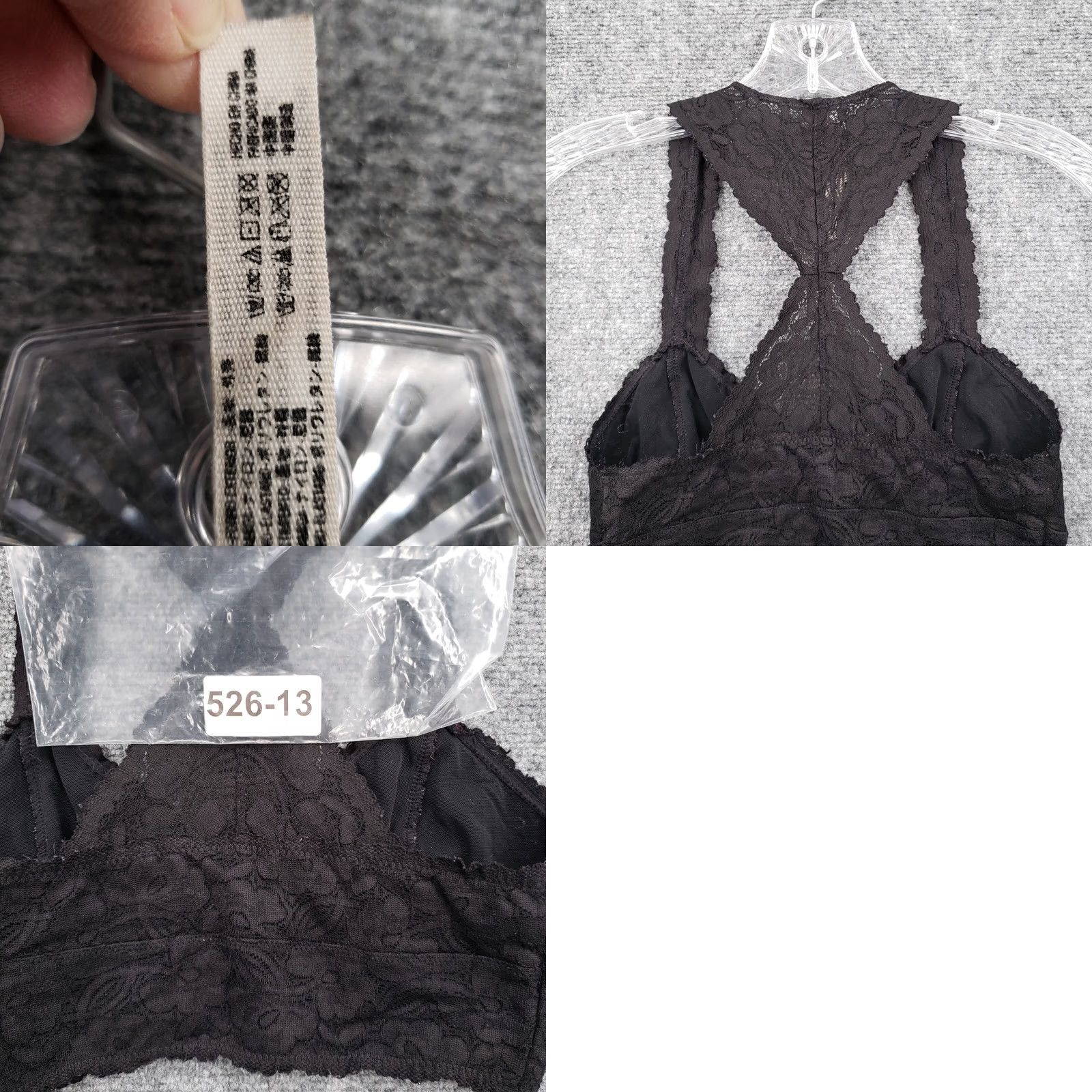 Free People Free People Bra Womens XS Black Galloon Bralette Floral Lace Racerback Wireless XS Black Lace Bralette Womens Vintage? (Adapted) Size ONE SIZE - 8 Thumbnail