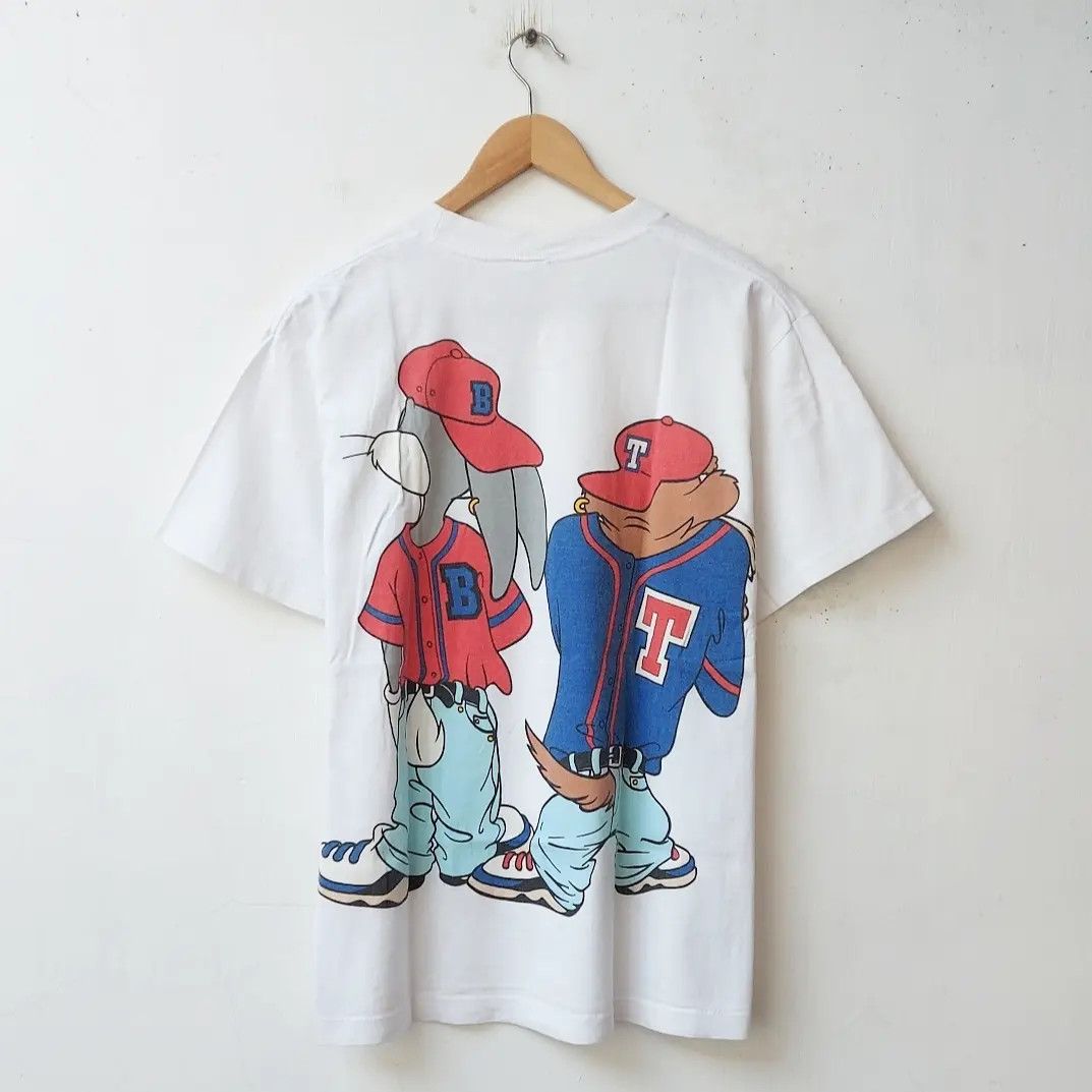 T-shirt Vintage Taz Looney Tunes Années 90 - Taille XL, Bleu, Col Rond, Occasion En Très Bon état