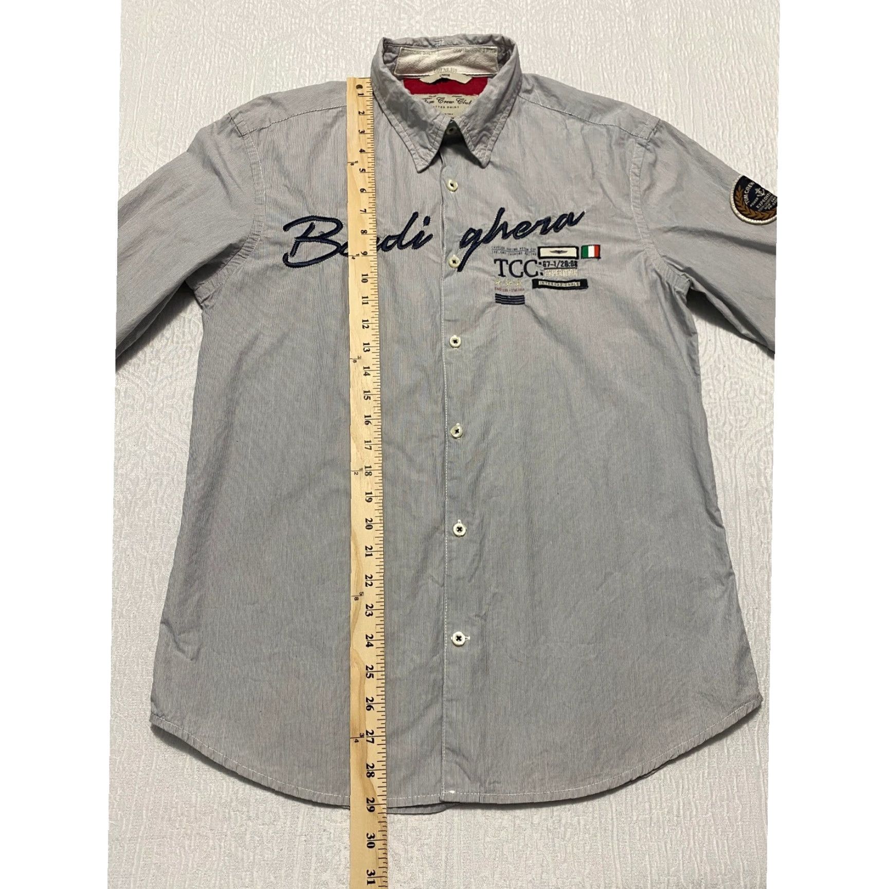 Vintage Tom Crew Club Mens Large Striped Long Sleeve Button-Down Shirt Expedition Patch Size US L / EU 52-54 / 3 - 7 Thumbnail