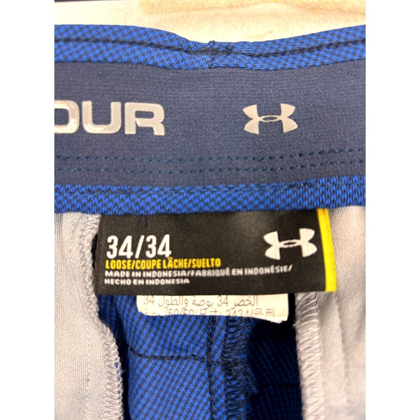 Under Armour Under Armour Golf Pants Loose Fit Activewear Mens 34x27 Blue Check Chino Belted Size US 34 / EU 50 - 3 Thumbnail