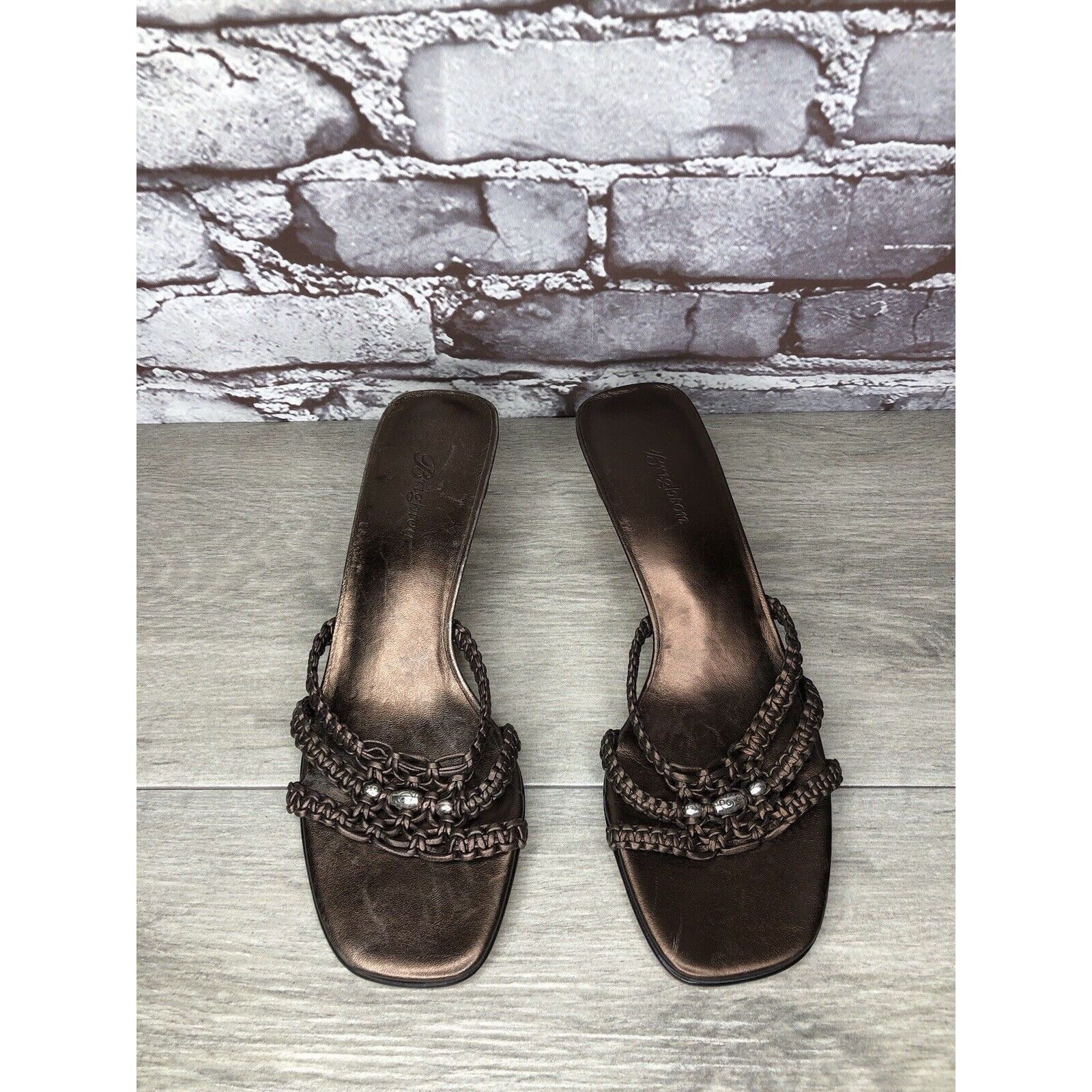 Brighton Brighton Karen Brown Copper Woven Leather Slide Heel Sandals Size US 7 / IT 37 - 1 Thumbnail