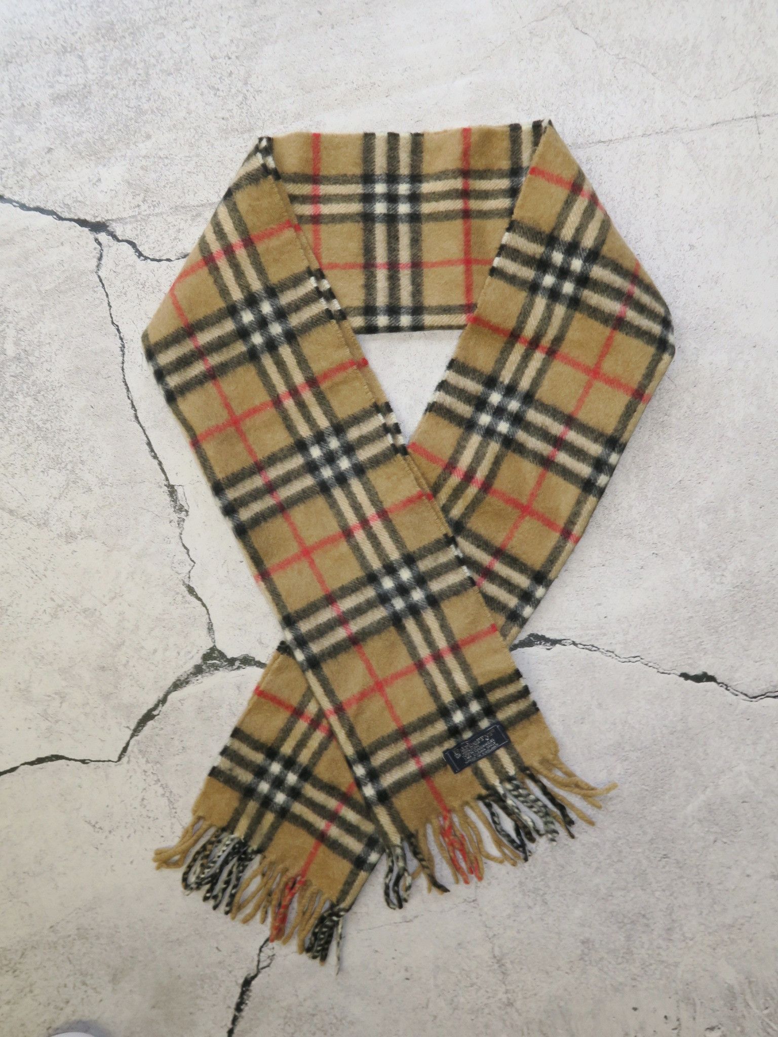 image of Burberry 100% Cashmere Scarf in Beige, Men's