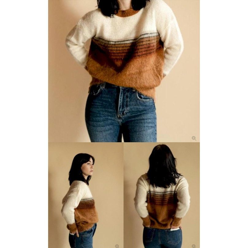 FRNCH FRNCH Paris Sweater Mohair Blend M/ L Colorblock Stripe Size M / US 6-8 / IT 42-44 - 14 Thumbnail