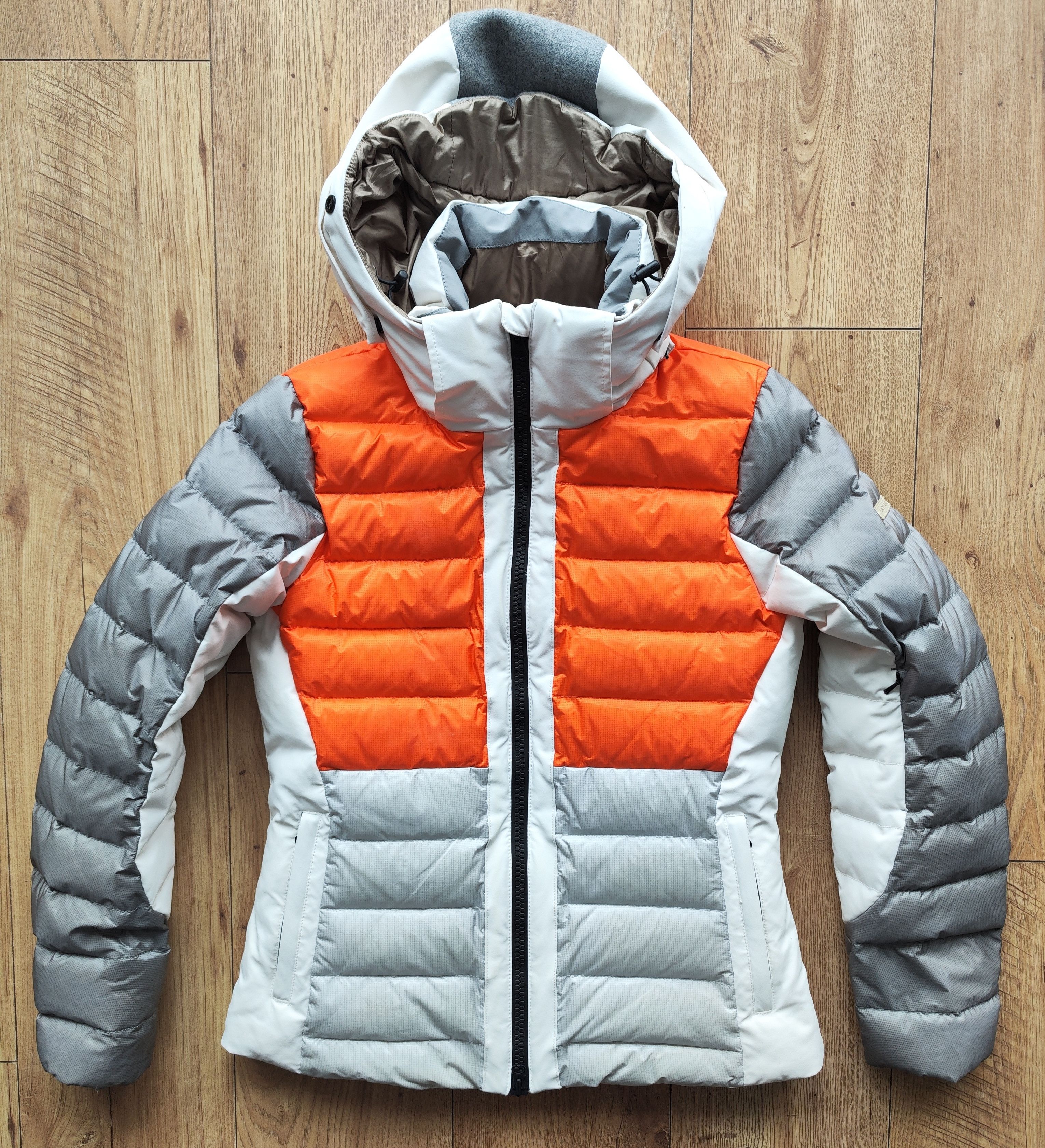 image of Capranea Splendit Down Womens Ski Winter Jacket in Orange/Grey/White (Size Medium)