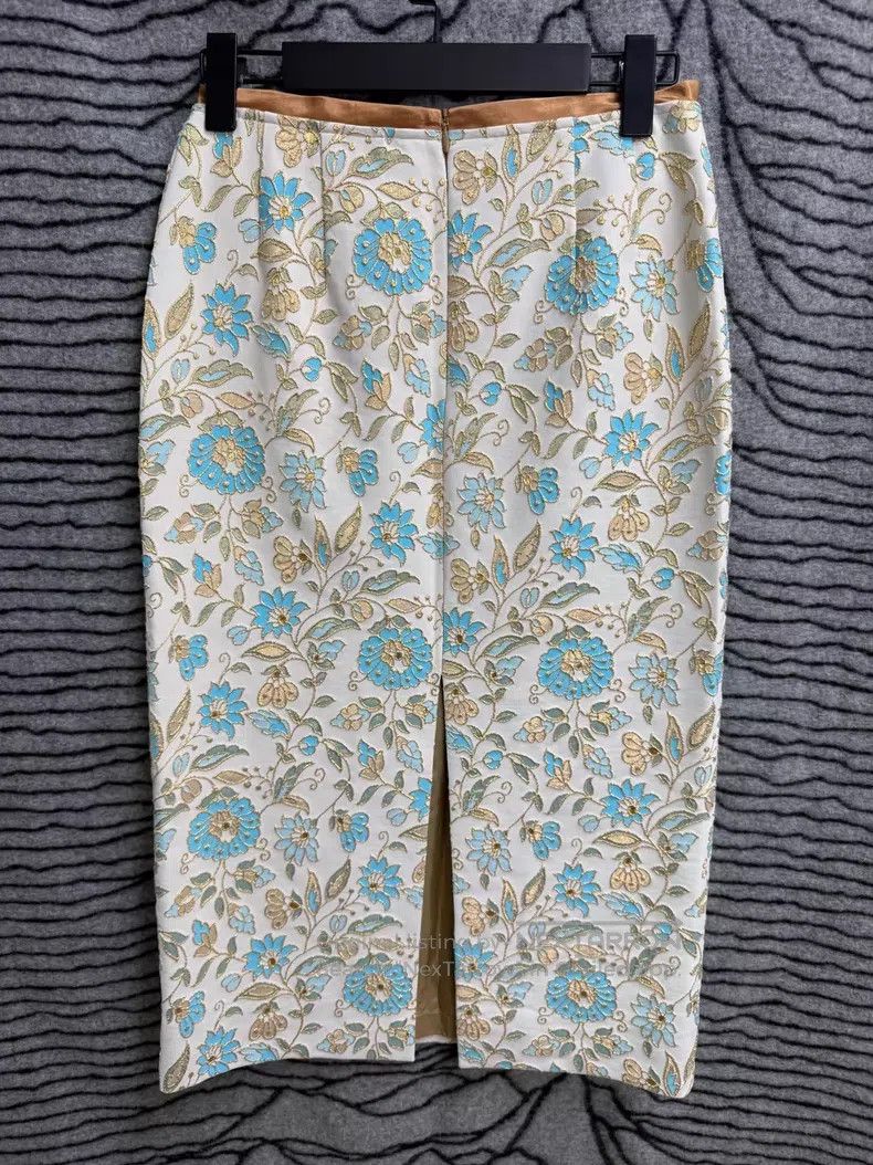 Dries Van Noten DRIES VAN NOTEN Ceramic Embroidered Midi Skirt Size 33" - 5 Thumbnail