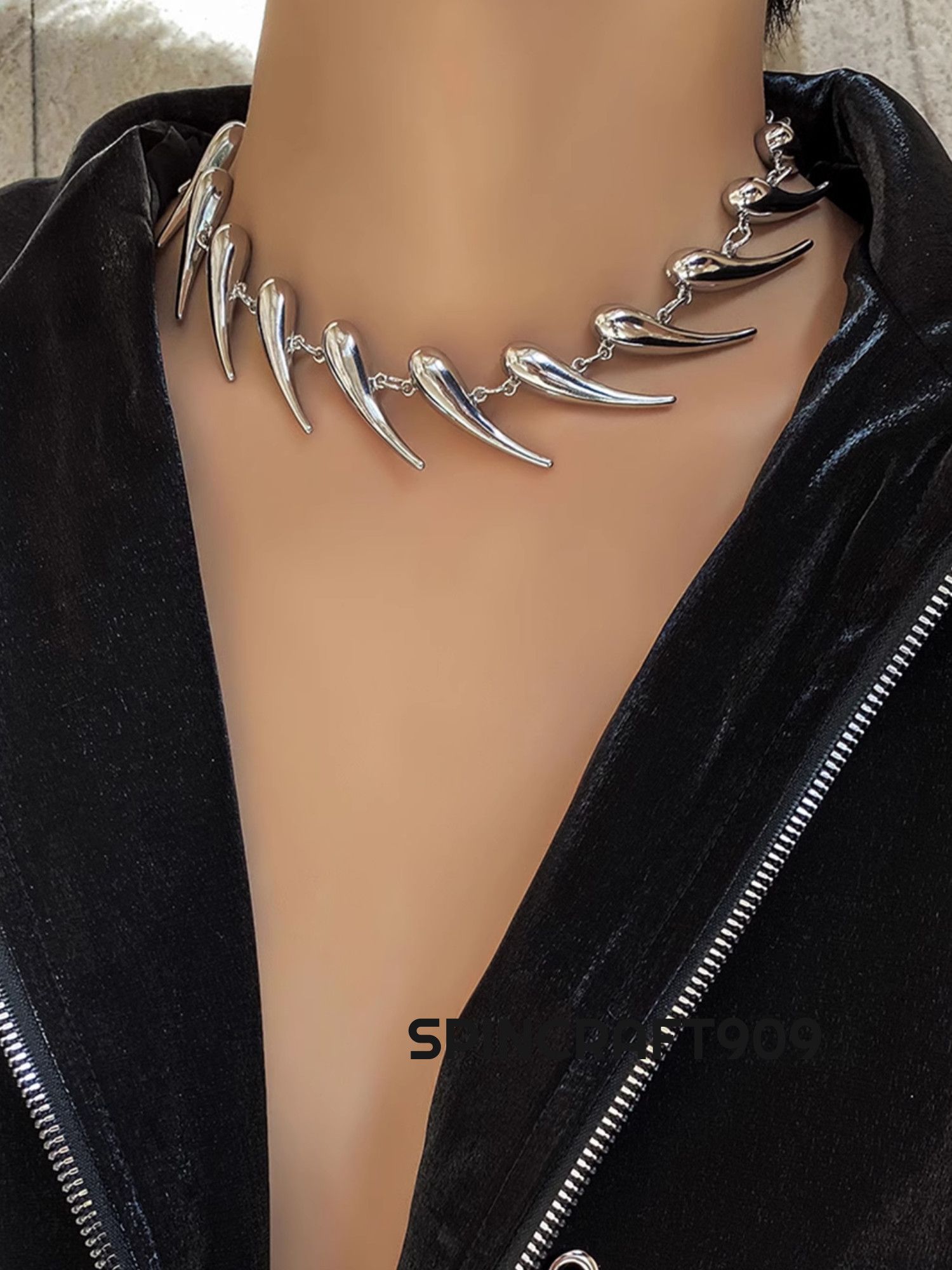 Jewelry Cyber Chain Punk Rivet y2k Necklace Size ONE SIZE - 3 Thumbnail