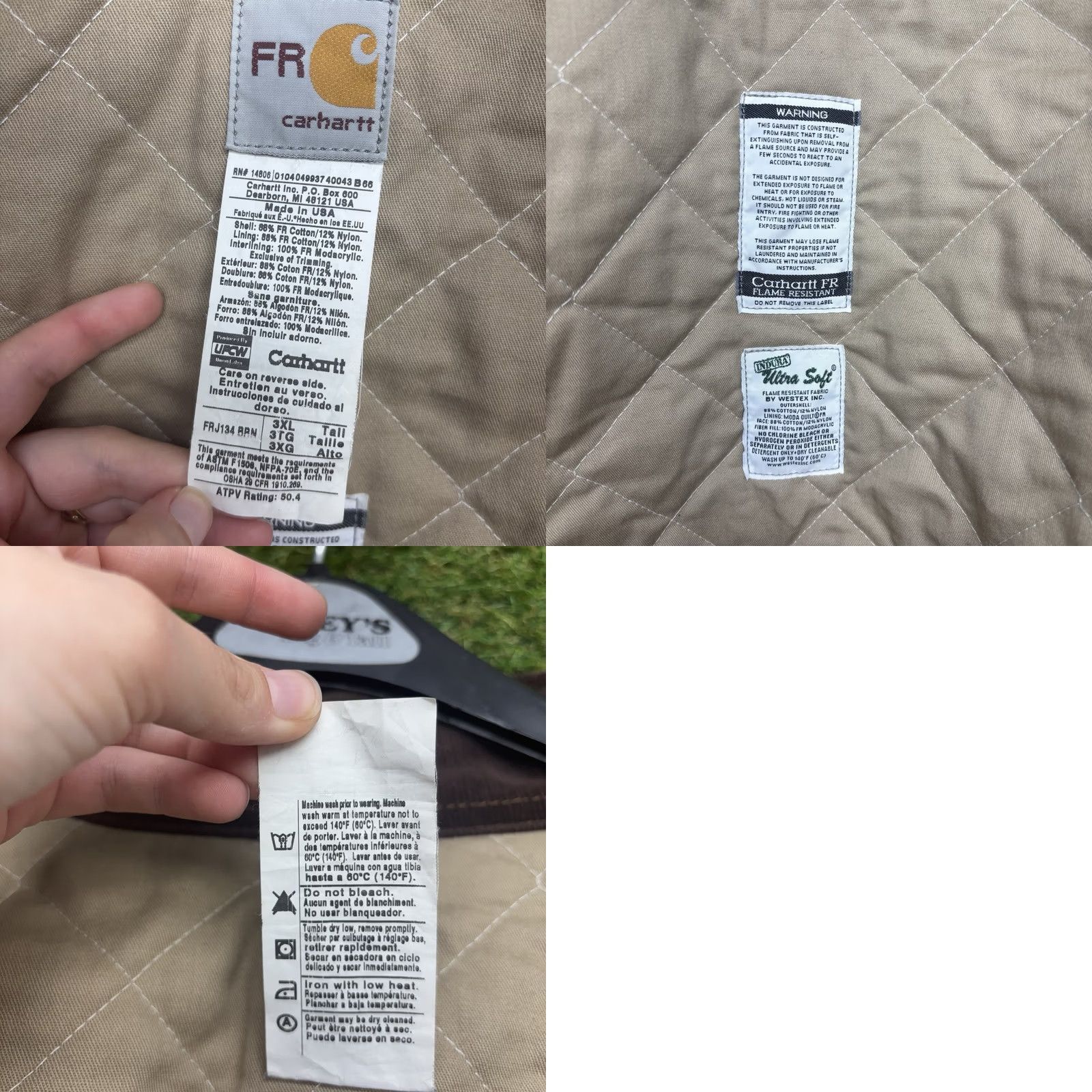Carhartt Carhartt Jacket FR Mens 3XL Tall Quilted Lined Flame Resistant FRJ134 Brown Canvas Mid-Length Hooded Workwear Jacket 90s Outdoor Logo Mens Size US XXL / EU 58 / 5 - 9 Thumbnail