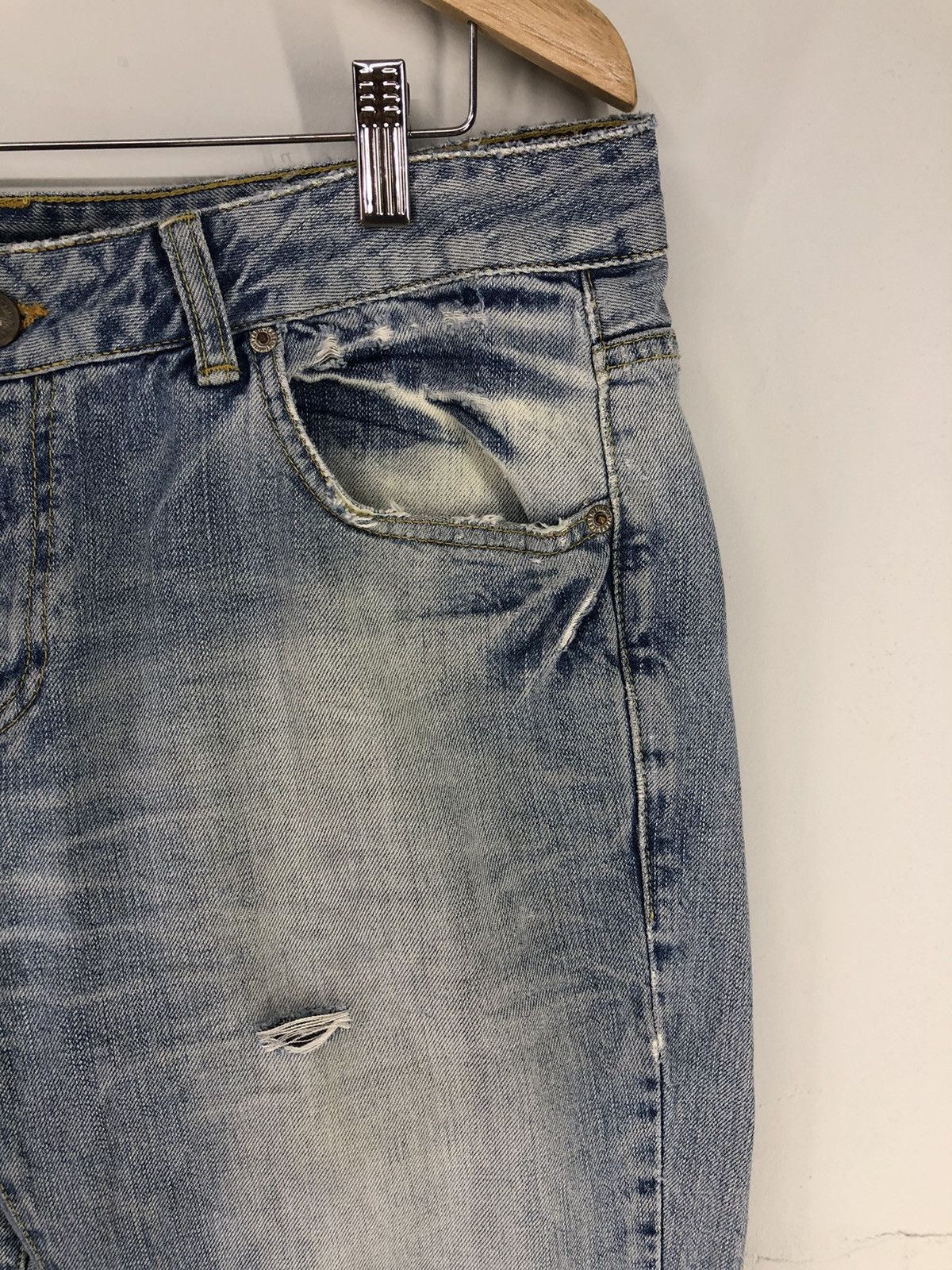 Zara Zara Regular Fit Skull Distressed Faded Blue Jeans Size US 34 / EU 50 - 4 Thumbnail