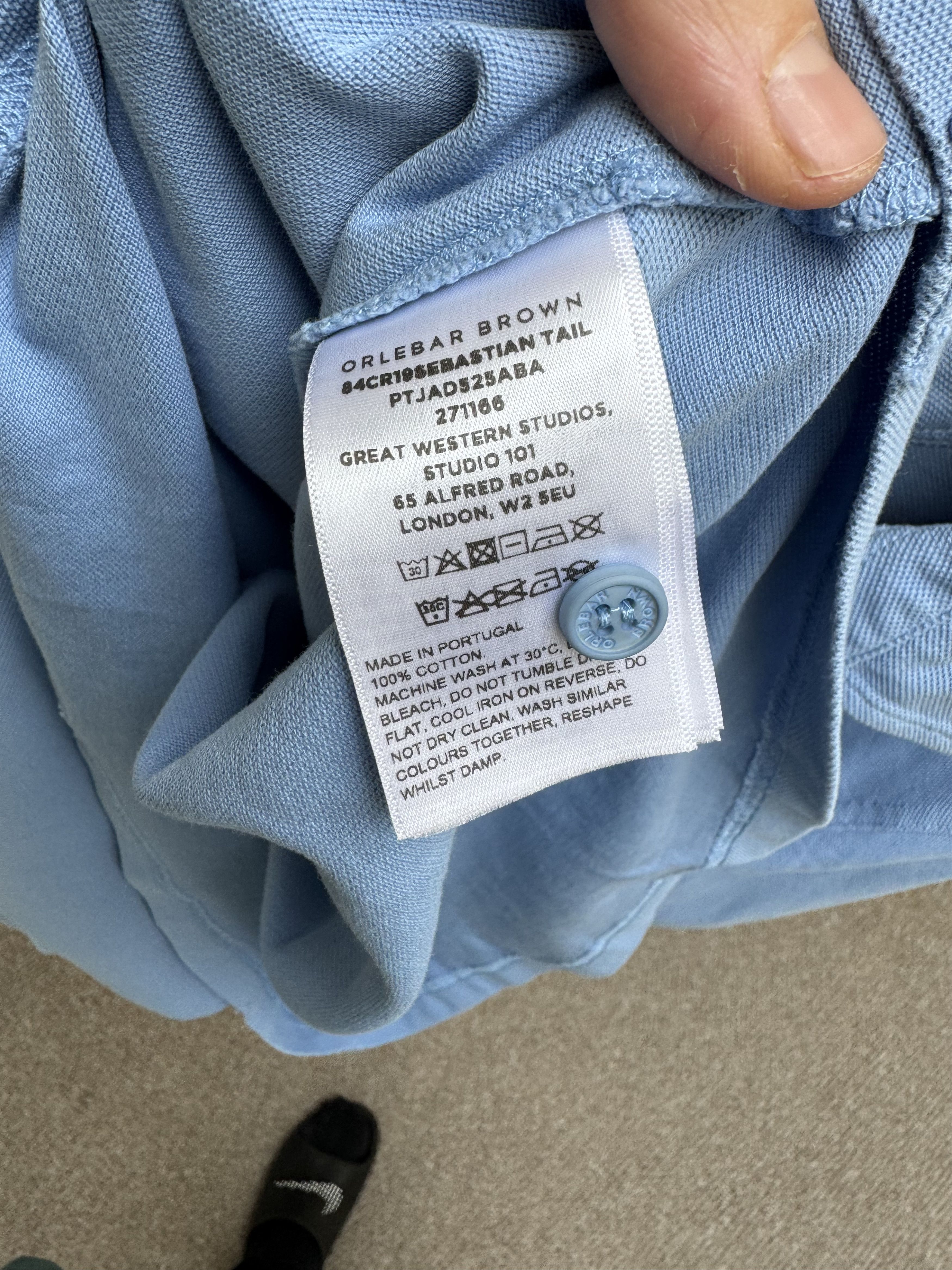 Orlebar Brown light blue cotton polo long sleeve