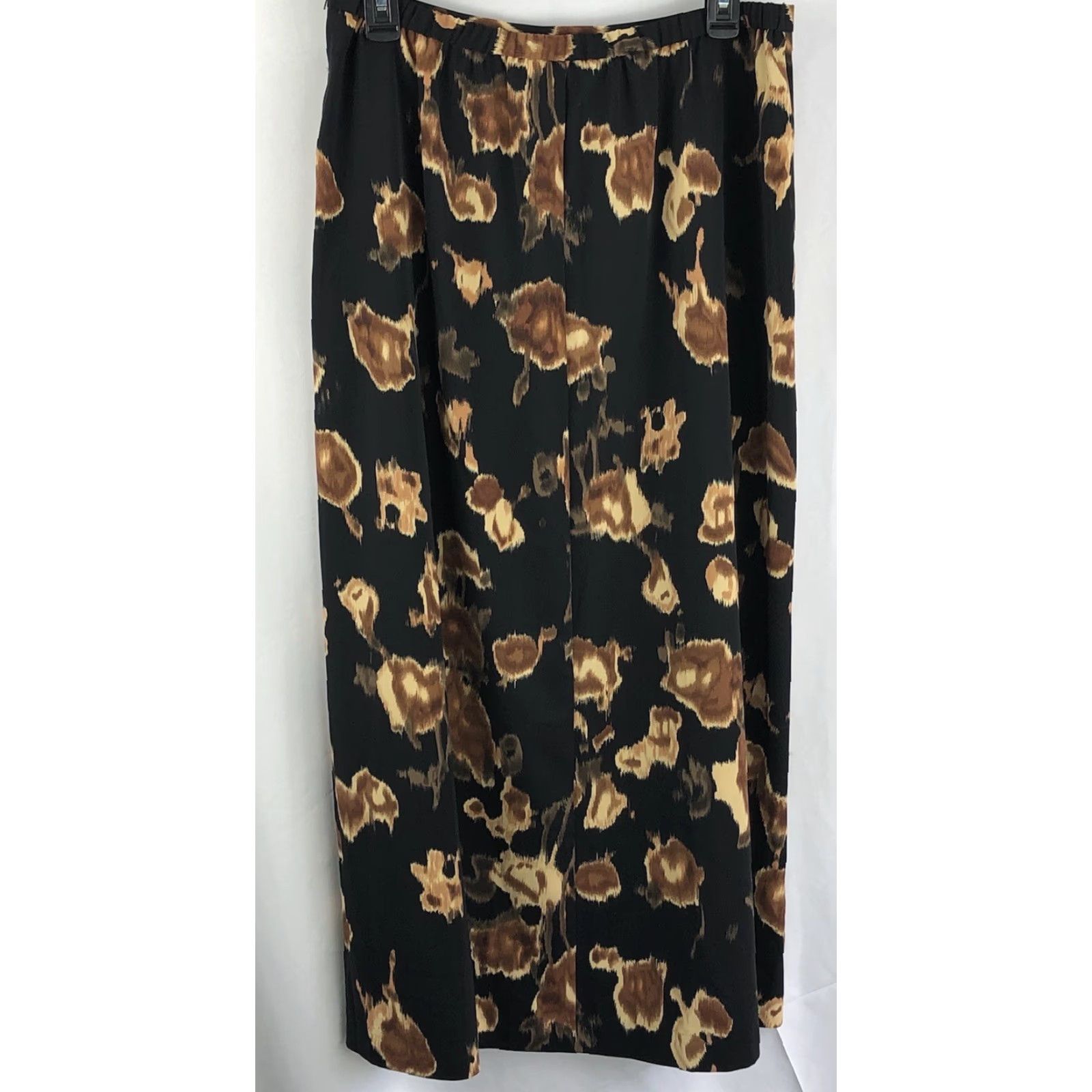 Vintage Vintage Kathie Lee Skirt Geometric Maxi 30” Elastic Waist Black Brown A-Line Long 12 Women Boho Grunge Retro Modern 90s Style Size 34" / US 12 / IT 48 - 2 Thumbnail
