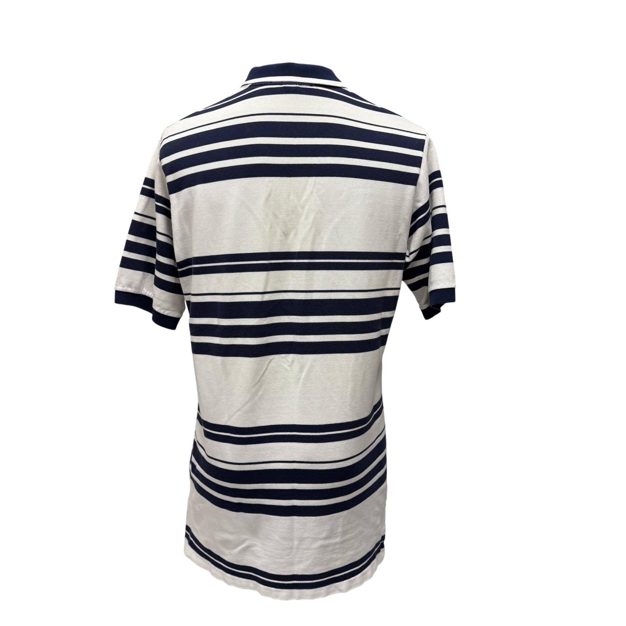 Polo Ralph Lauren Y2K White Blue STRIPE Polo SPELLOUT Pony Logo Golf Shirt M Size US M / EU 48-50 / 2 - 5 Thumbnail