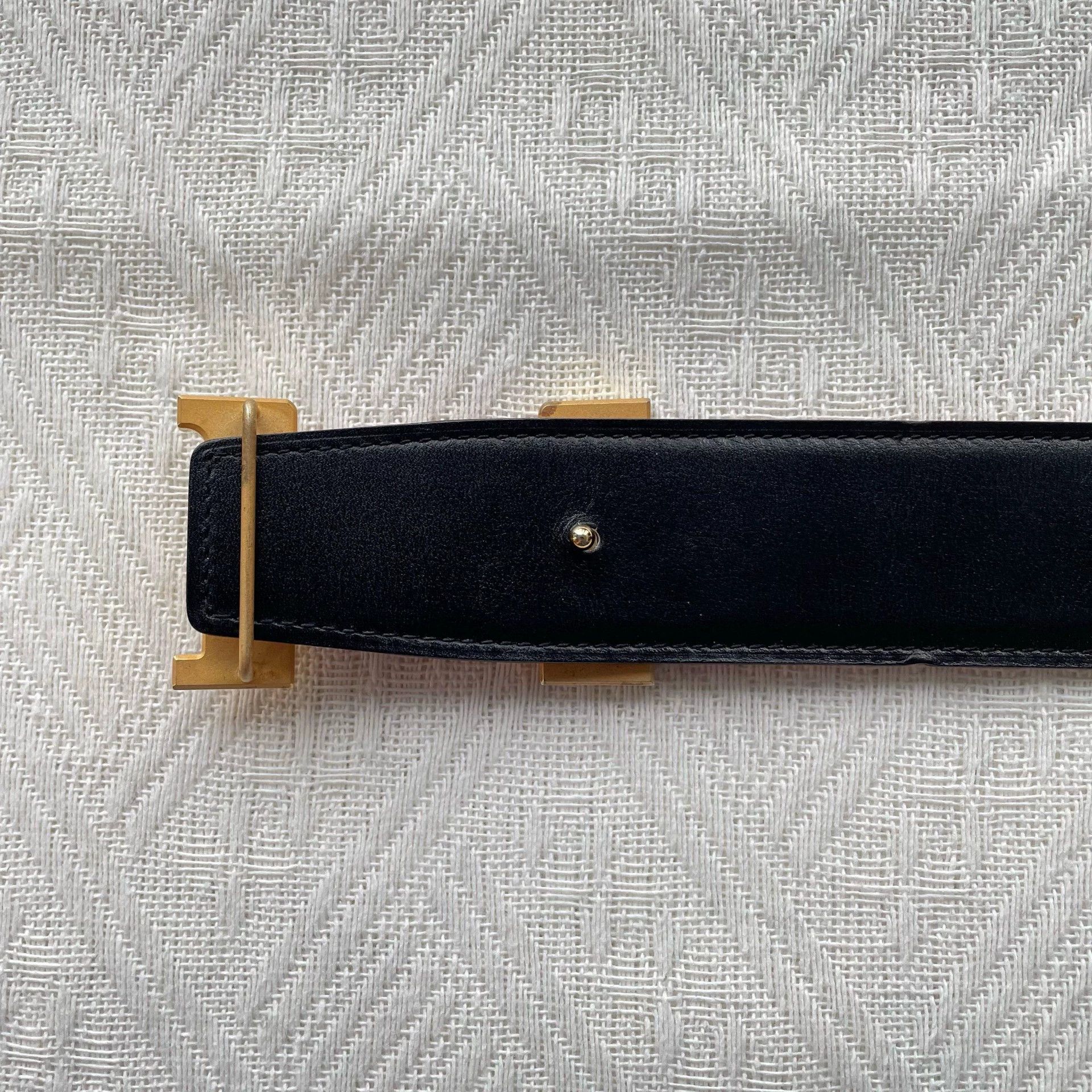 Hermes HERMES 98% Men's Black Reversible Leather Belt 112 Size ONE SIZE - 5 Thumbnail