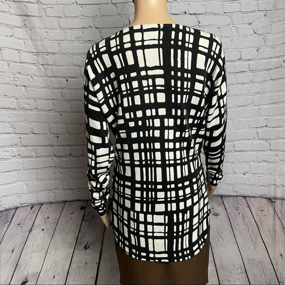 Renuar New Renuar Black White Geometrical Pattern Sweater Tunic Si Size XS / US 0-2 / IT 36-38 - 4 Thumbnail