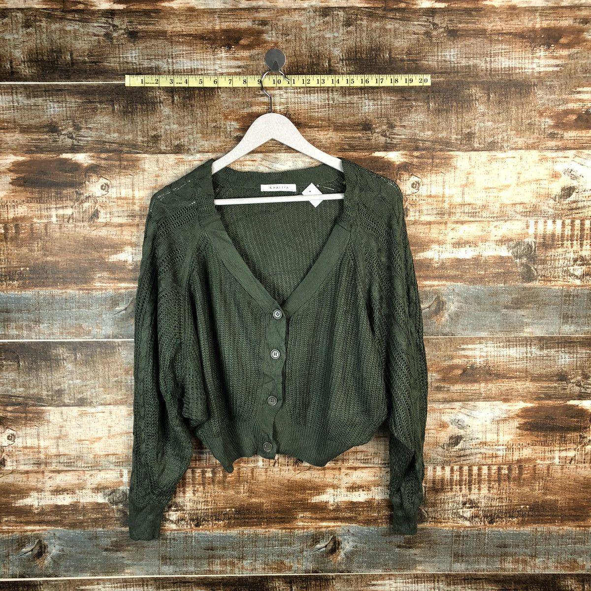 Rajut Sweater Green Light Khalita Green Cardigan Knitwear #A1488