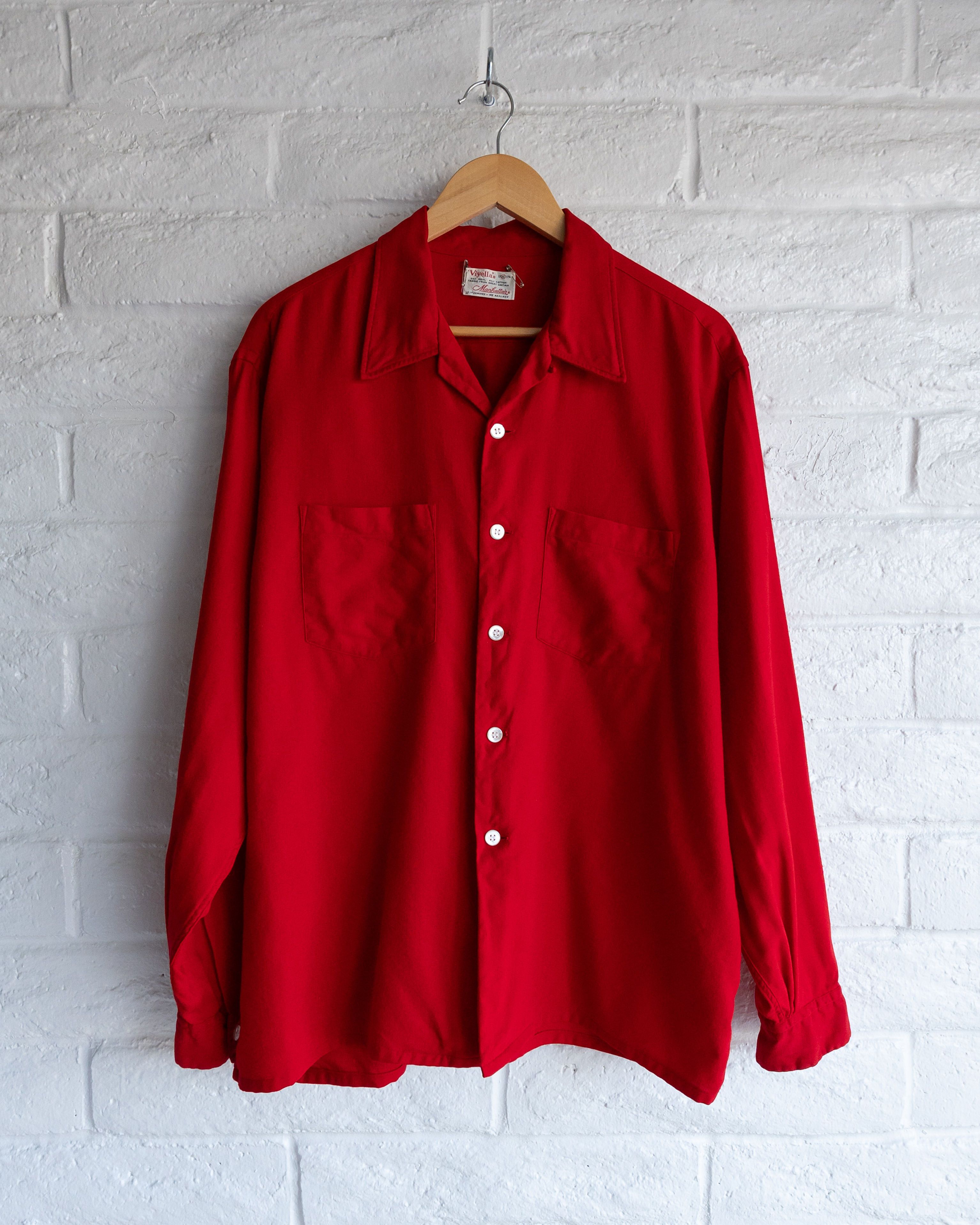 Vintage 50s 60s Lanier Rockabilly Loop Collar Flannel Button