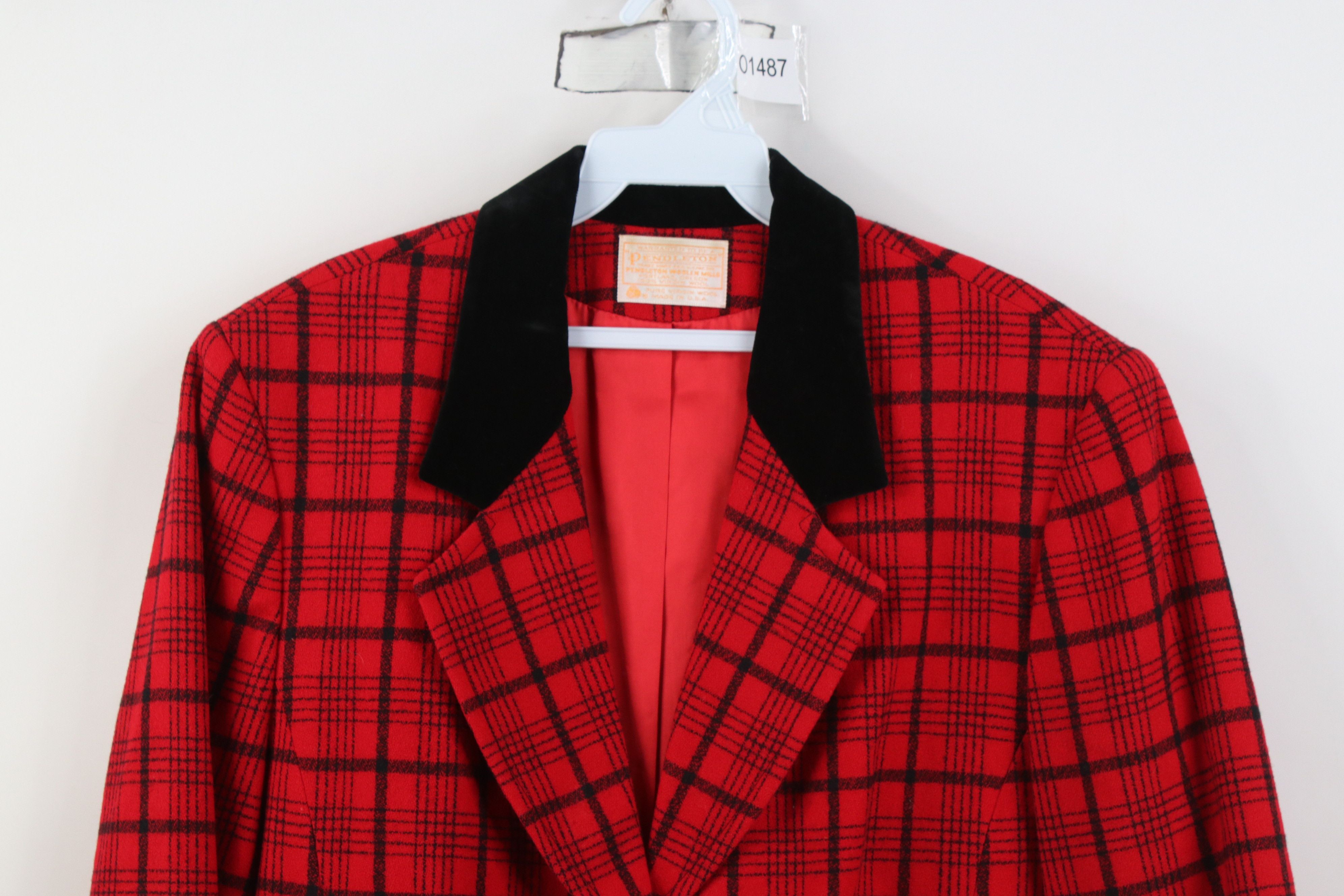 Pendleton Vintage 90s Pendleton Wool Suit Blazer Jacket Red Plaid USA Size XXL / US 16-18 / IT 52-54 - 2 Thumbnail
