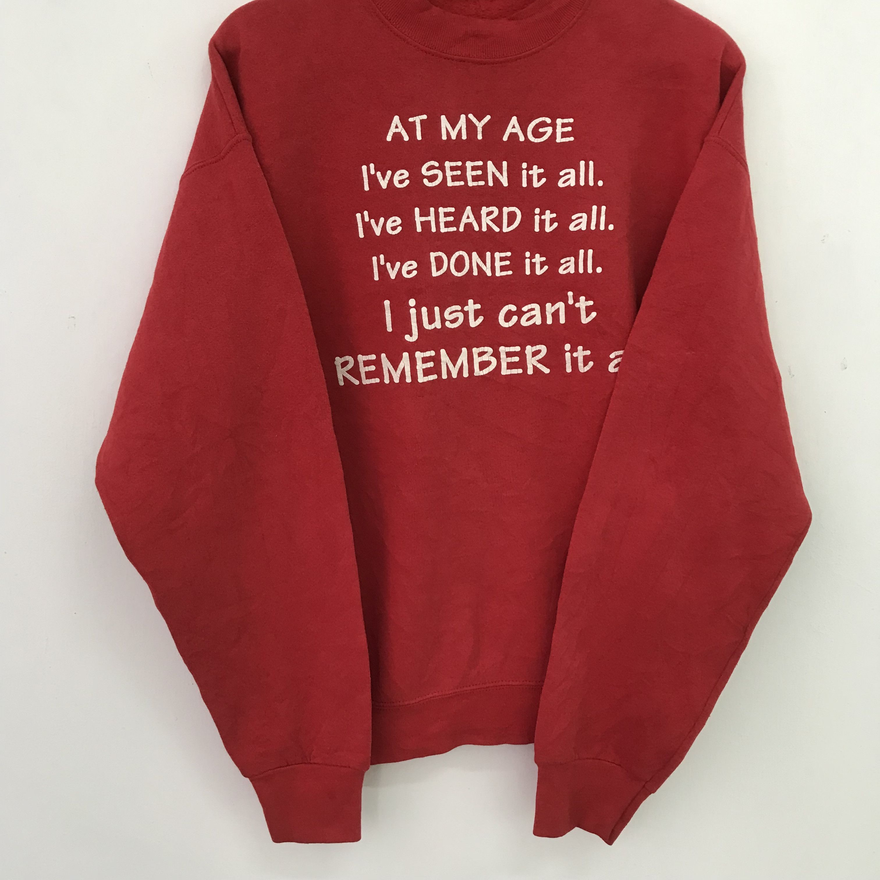 Vintage Vintage 90's Quote Graphic Writing Red Sweatshirt Size US L / EU 52-54 / 3 - 6 Thumbnail
