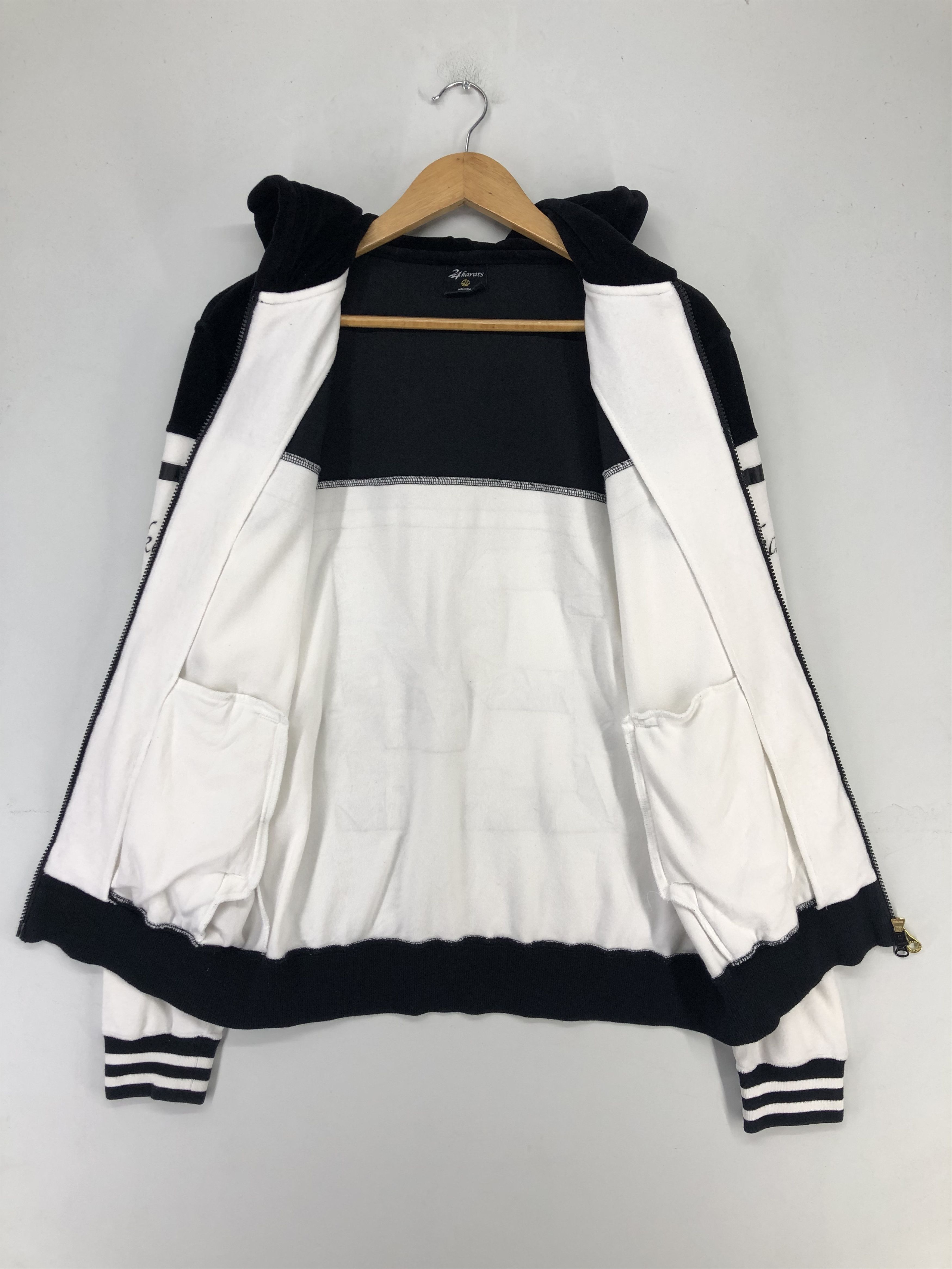 Japanese Brand 24karats Velour Full-Zip Track Jacket In Black And White Size US M / EU 48-50 / 2 - 15 Thumbnail