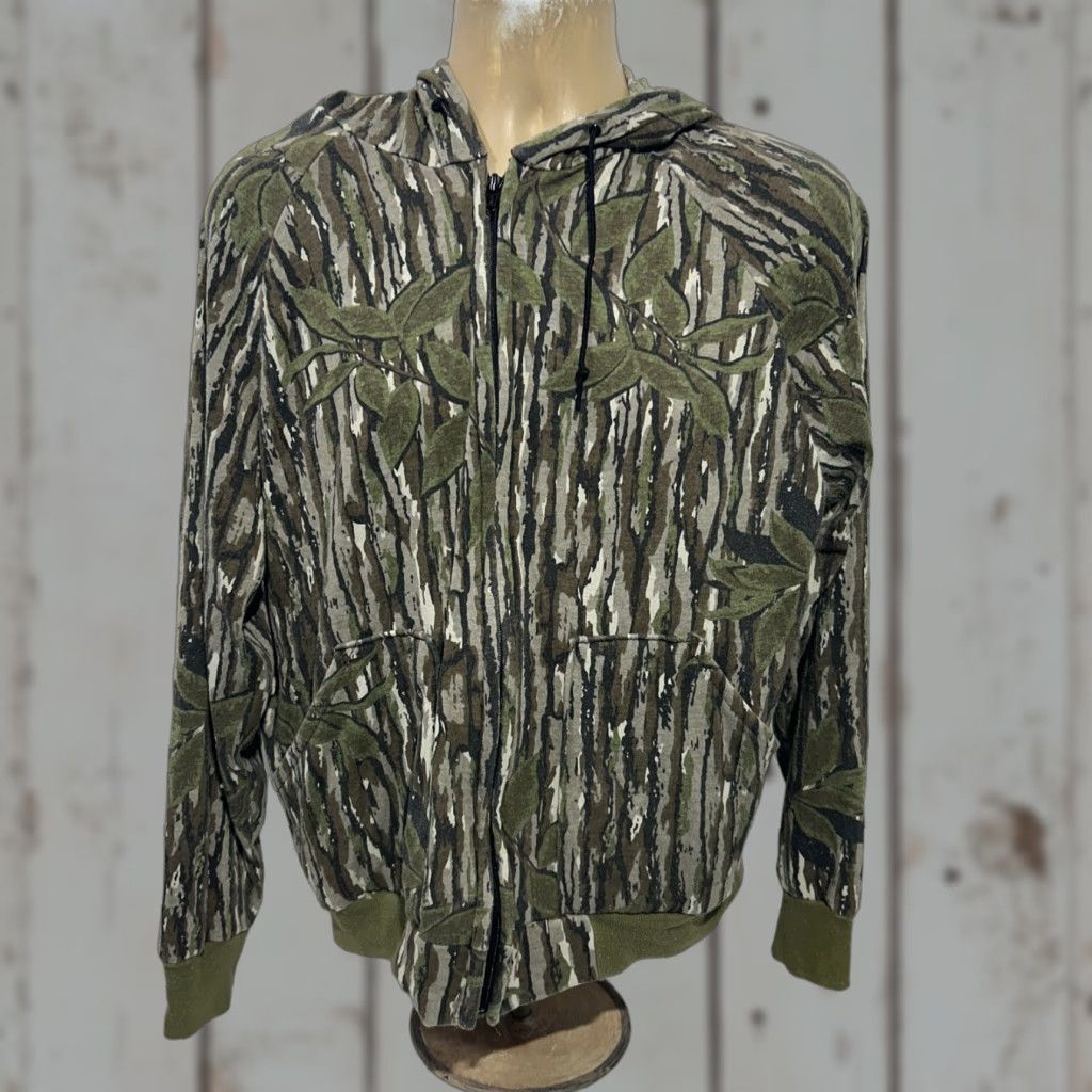 Walls VINTAGE RealTree Treebark Camo Zip Up Hoodie Jacket Mens M Green Sweatshirt Full Zip Size US M / EU 48-50 / 2 - 1 Thumbnail