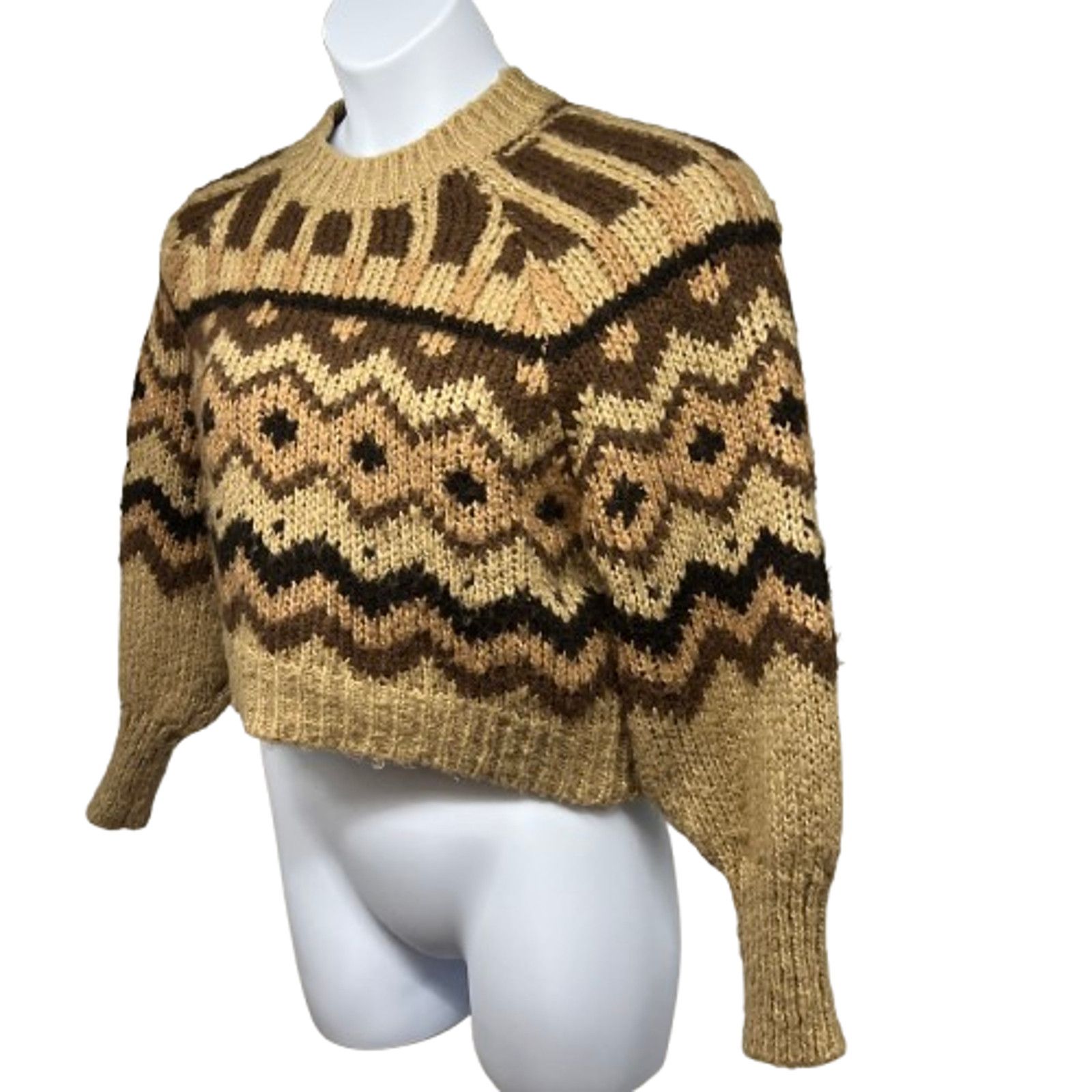 Anthropologie Anthropologie Chunky Knit Crop Pullover Wool Sweater Small Size S / US 4 / IT 40 - 1 Thumbnail