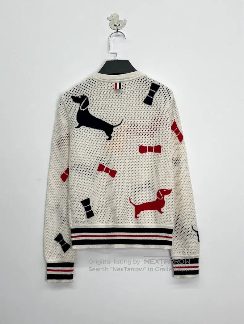 Thom Browne Thom Browne Beige Openwork Dog Pattern Cardigan Jacket Size US XXS / EU 40 - 2 Thumbnail