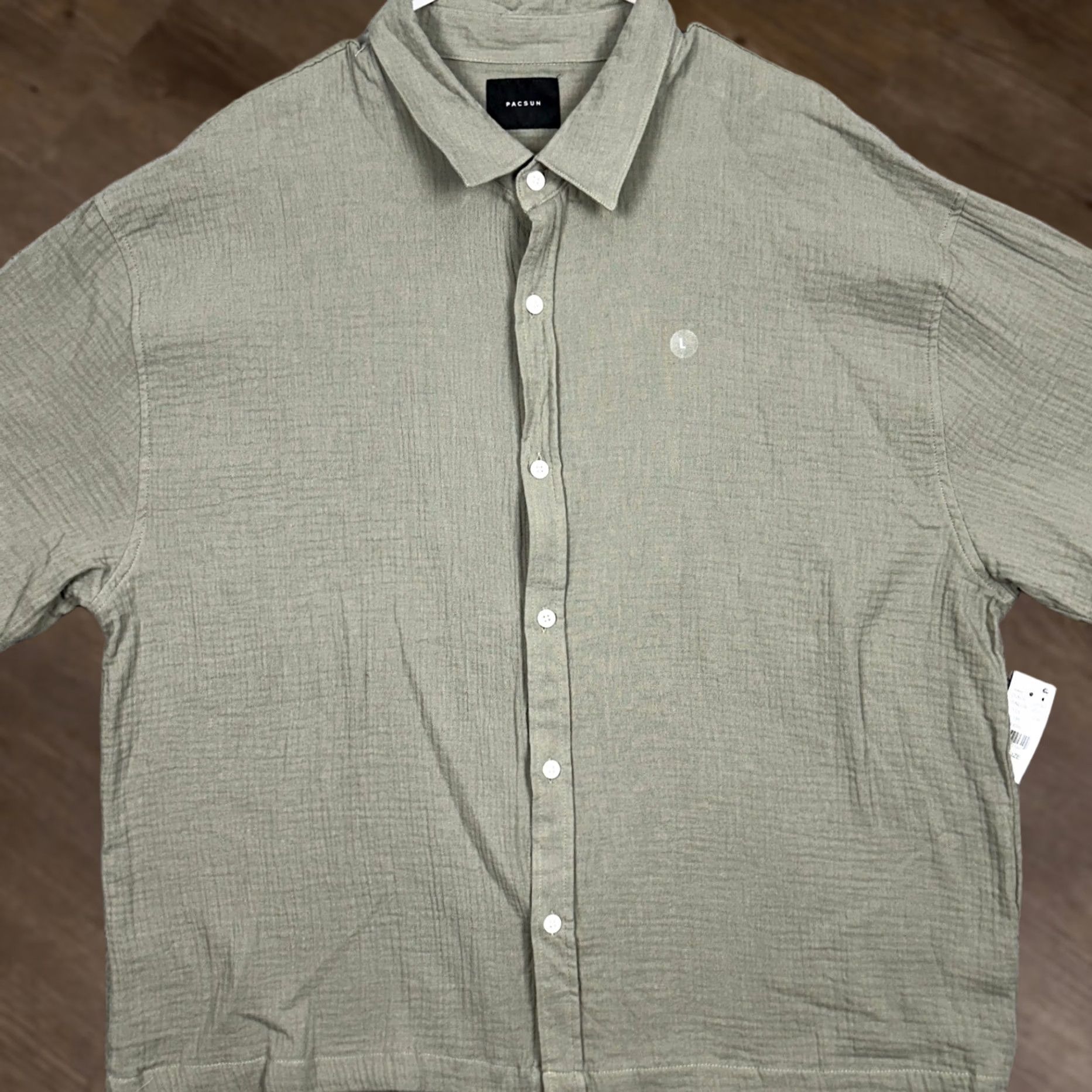 Pacsun VINTAGE? No. PacSun Shirt Mens Large Sage Green Button Up Casual Short Sleeve Outdoor Size US L / EU 52-54 / 3 - 1 Thumbnail