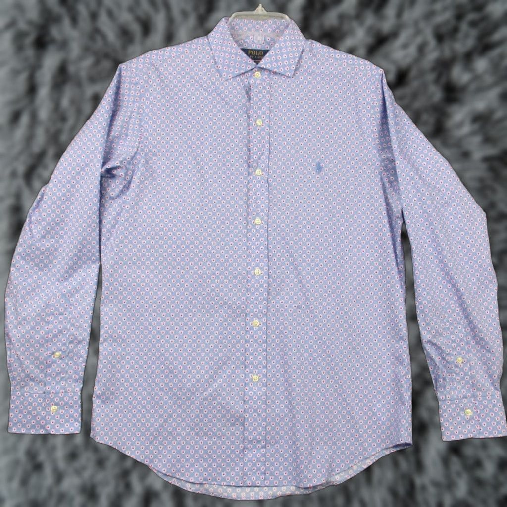 Polo Ralph Lauren VINTAGE Polo Ralph Lauren Shirt Medium All Over Print Blue Stretch Size US M / EU 48-50 / 2 - 1 Thumbnail