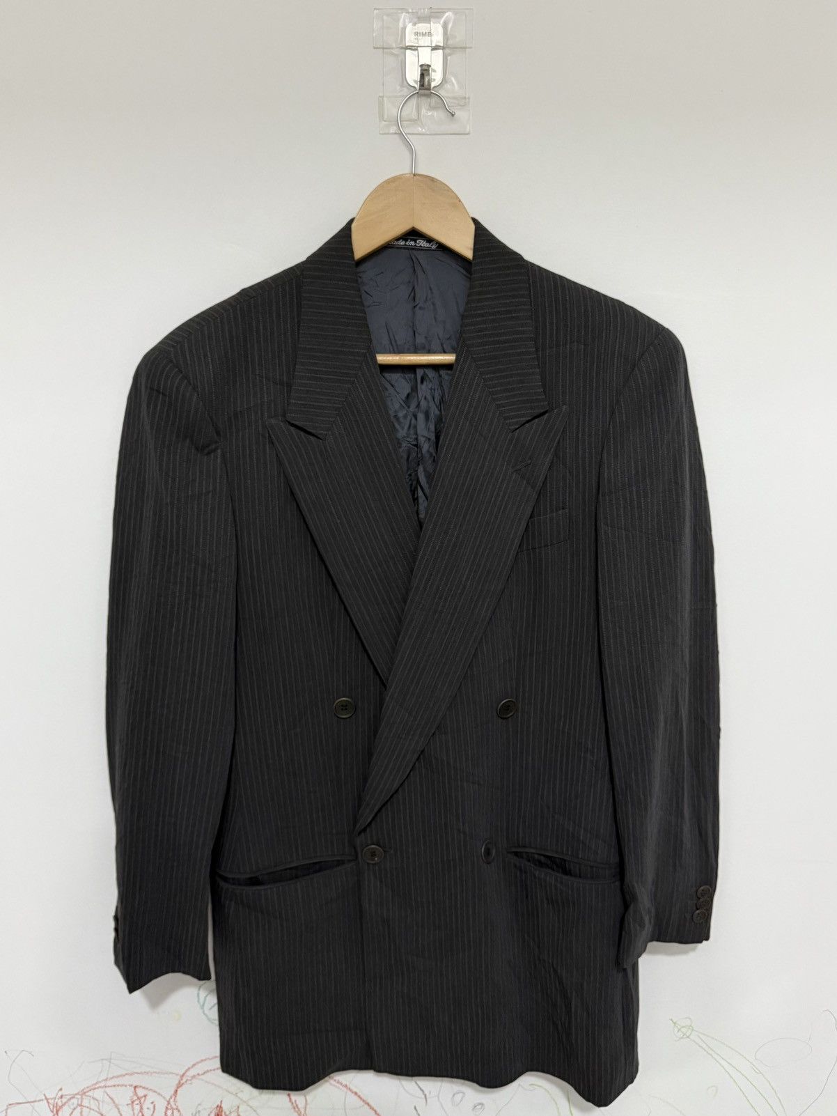 Giorgio Armani Vintage Giorgio Armani Double Breasted Stripe Blazer Size 44R - 1 Thumbnail