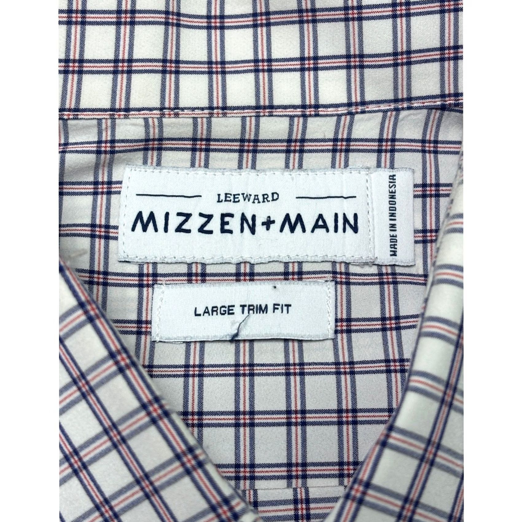 Mizzen+Main Mizzen + Main Dress Shirt Mens L Trim Fit Check Multicolor White Red Pattern Shirt Size 42R - 4 Thumbnail