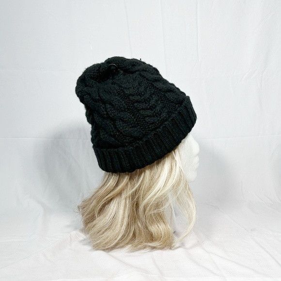 Timberland Timberland Black Fleece Lined Cable Knit Beanie Hat~OS~New Size ONE SIZE - 4 Thumbnail