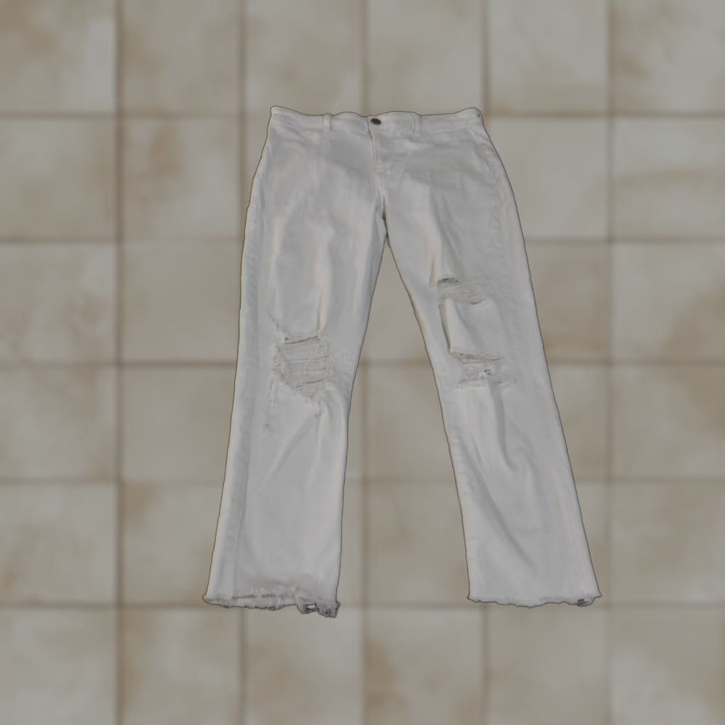 Vintage American Eagle Jeans Women 16 Long White Hi-Rise Jegging Distressed Frayed Hem Womens Size 38" / US 16 / IT 52 - 1 Thumbnail