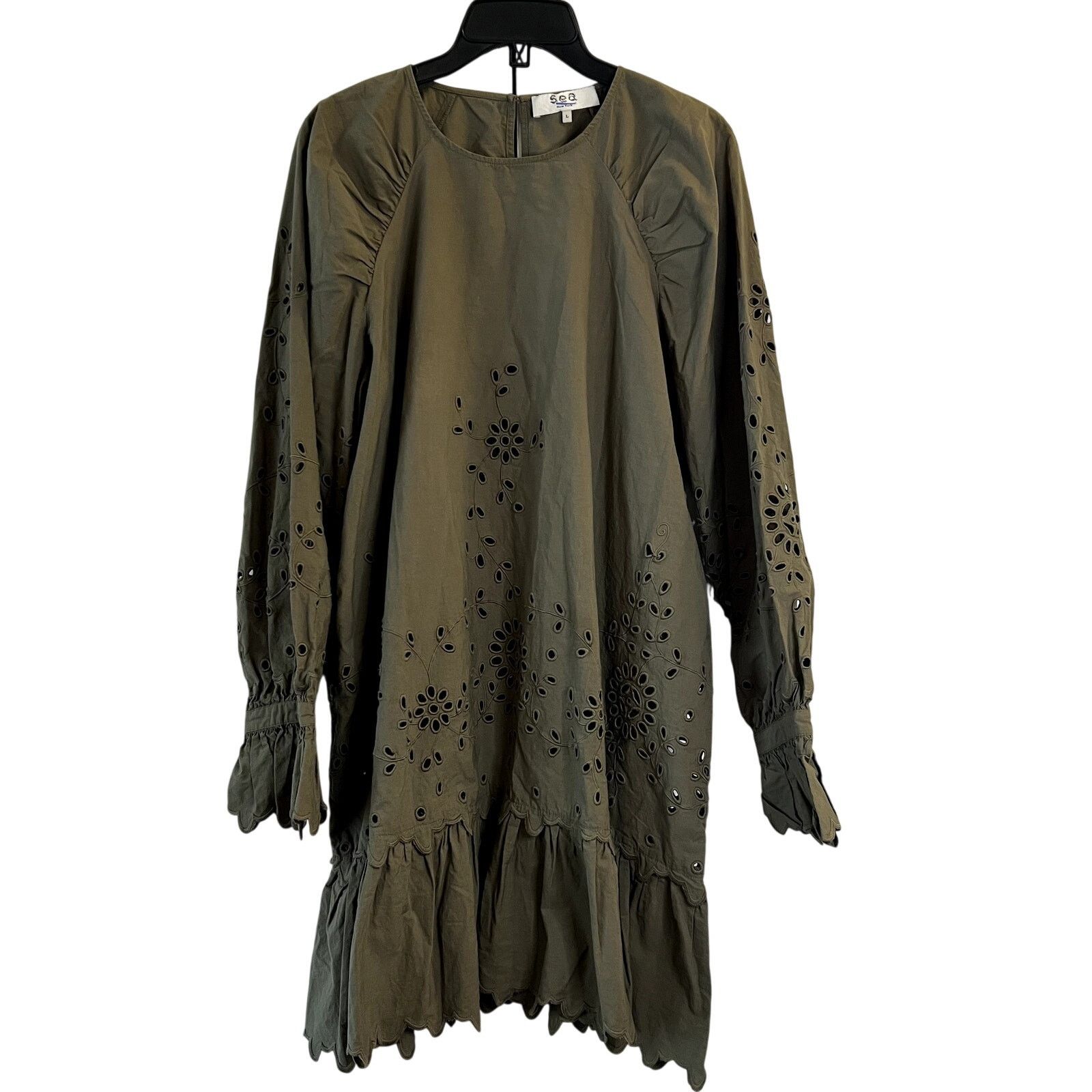 Sea New York Sea New York Crew Neck Fern Balloon Eyelet mini Dress Size L Size L / US 10 / IT 46 - 4 Thumbnail