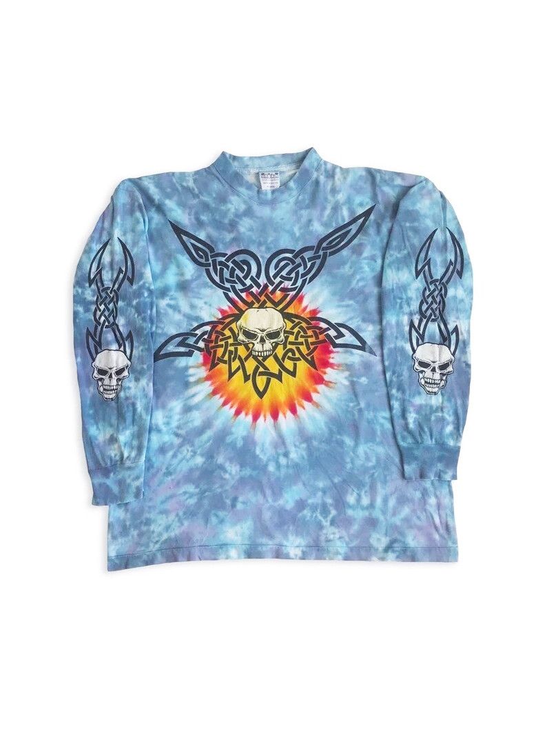 90s URBAN ATTITUDE Skull Tie Dye Shirt Singe Stitch Skate